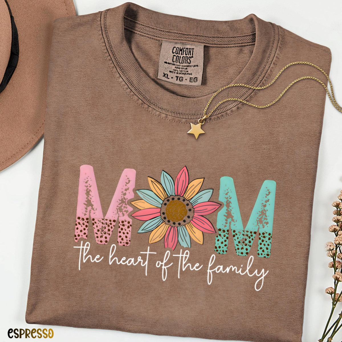 Comfort Colors® Mom The Heart of the Family Shirt, Vintage Floral Mama T-Shirt, Mom Gift, Mother’s Day Shirt, Mom Life Tee