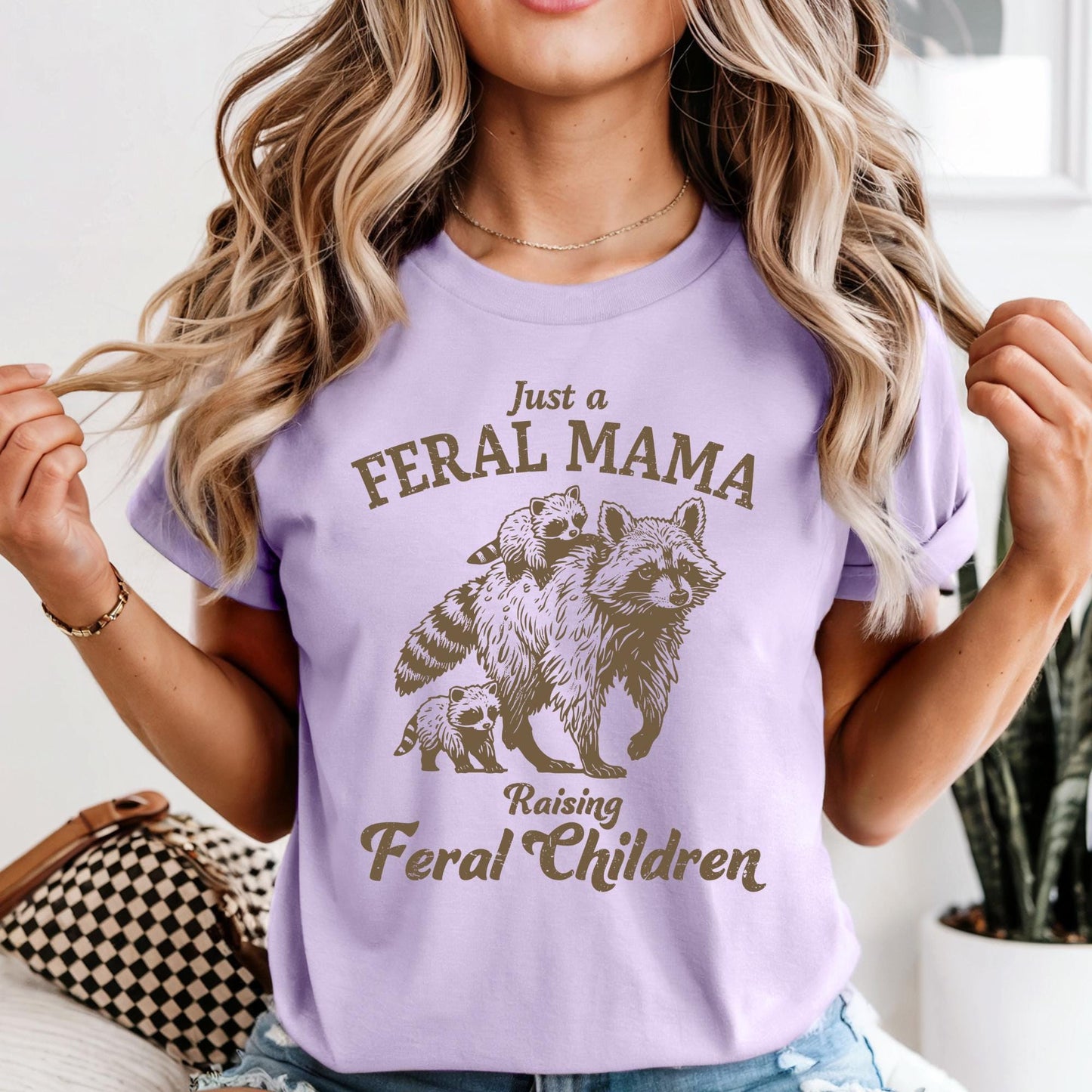 Just a Feral Mama Shirt, Mothers Day Gitf Tee, Raising Feral Children Tees, Funny Raccoon Mom Shirts