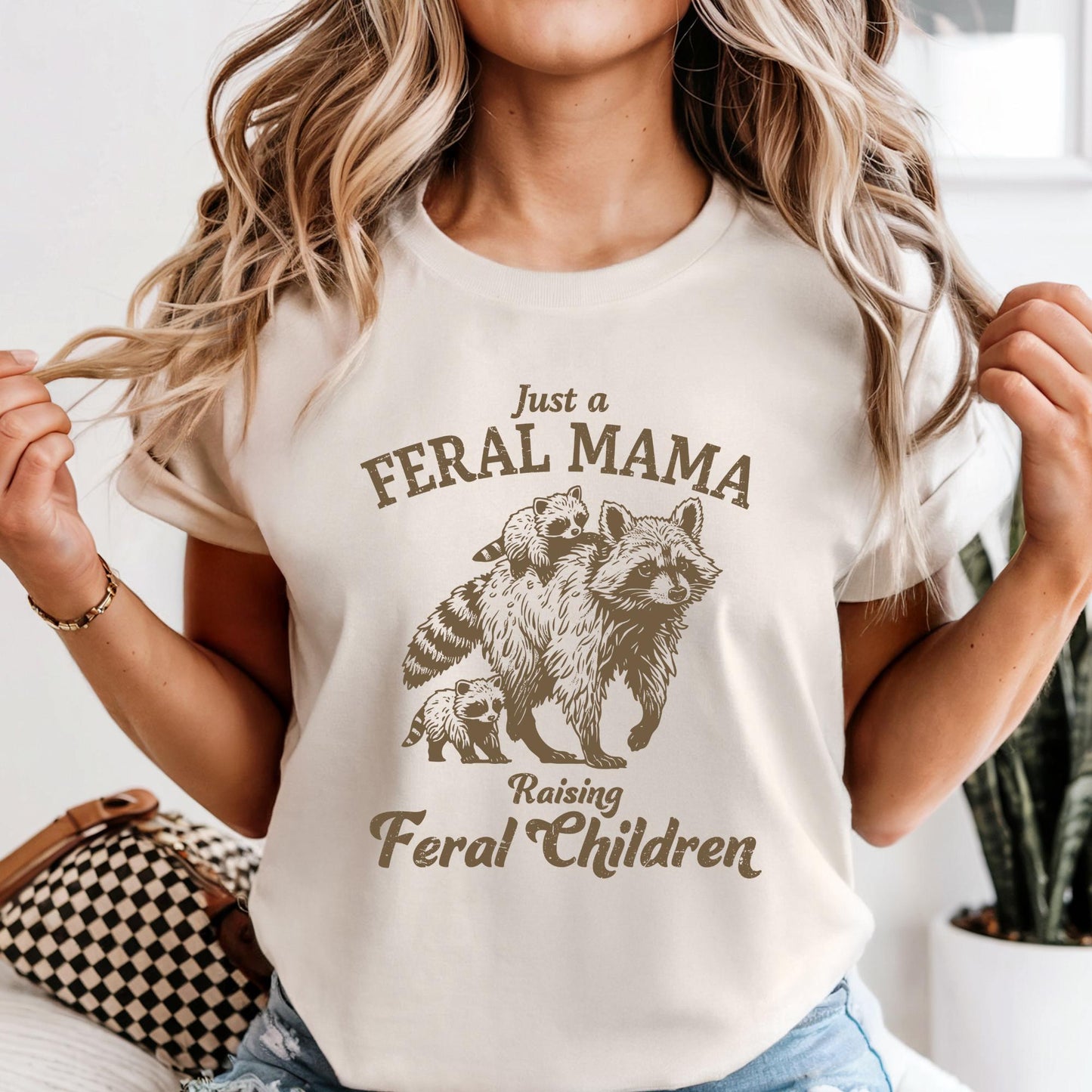 Just a Feral Mama Shirt, Mothers Day Gitf Tee, Raising Feral Children Tees, Funny Raccoon Mom Shirts
