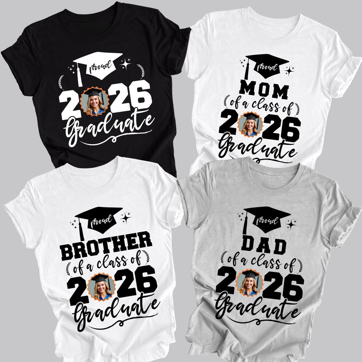 Personalized Proud Family Graduate Tshirts with Photo Senior 2026 Gift