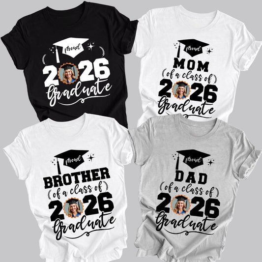Personalized Proud Family Graduate Tshirts with Photo Senior 2026 Gift