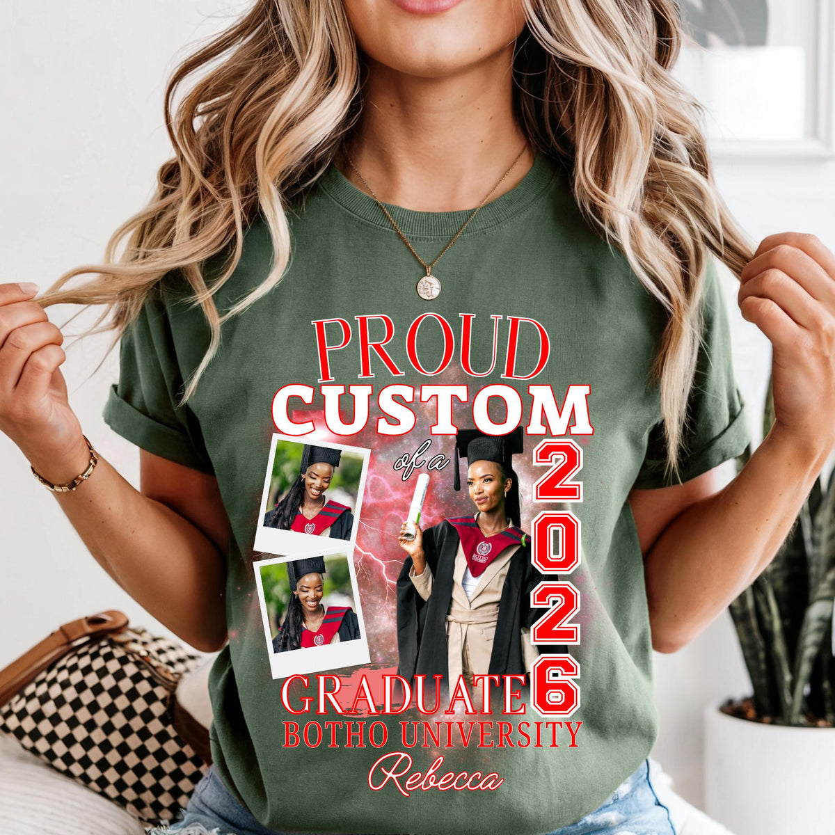 Custom 2026 Graduate Shirt With Custom Photo Comfort Colors®  Proud Mom of a Graduation Family Matching Tee