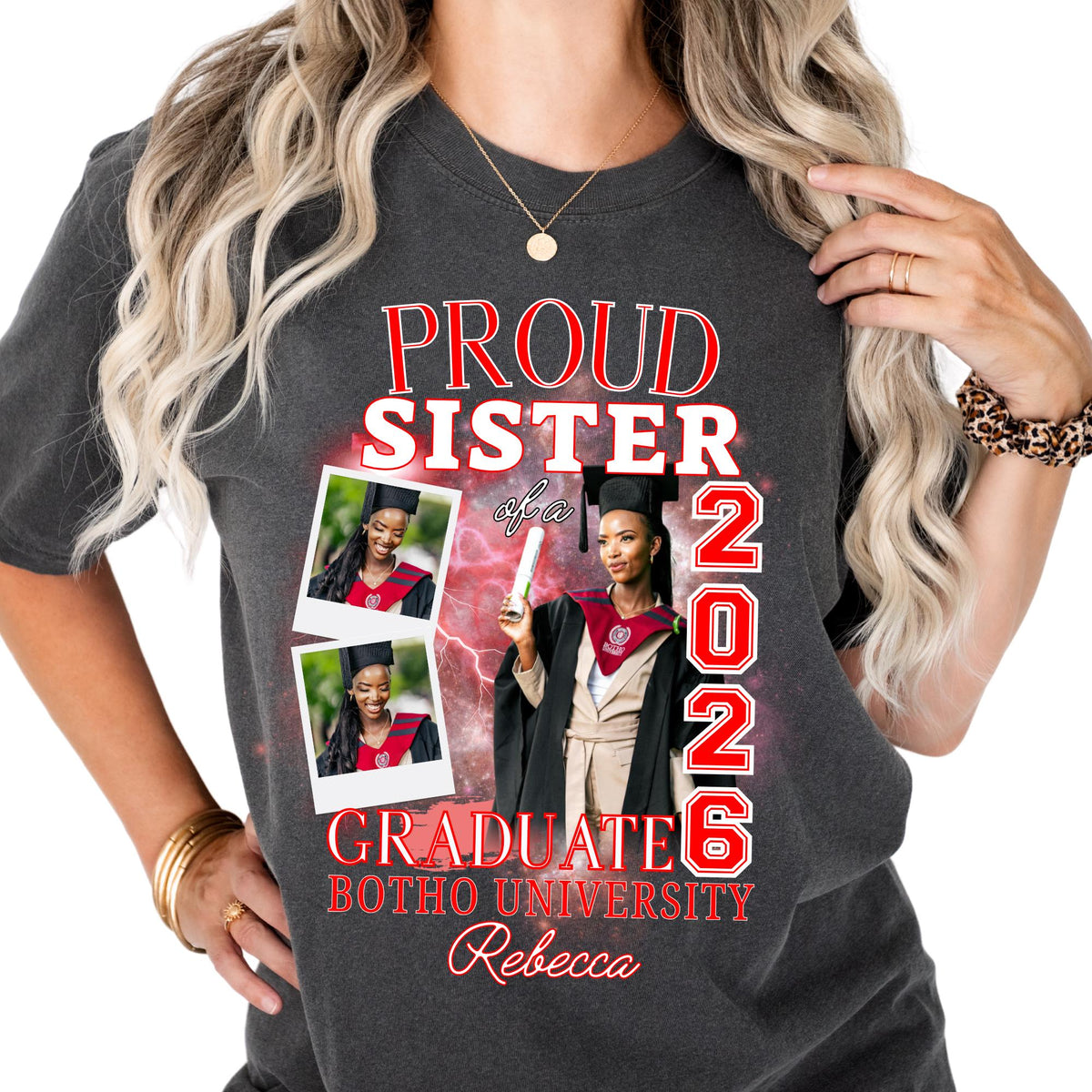 Custom 2026 Graduate Shirt With Custom Photo Comfort Colors®  Proud Mom of a Graduation Family Matching Tee