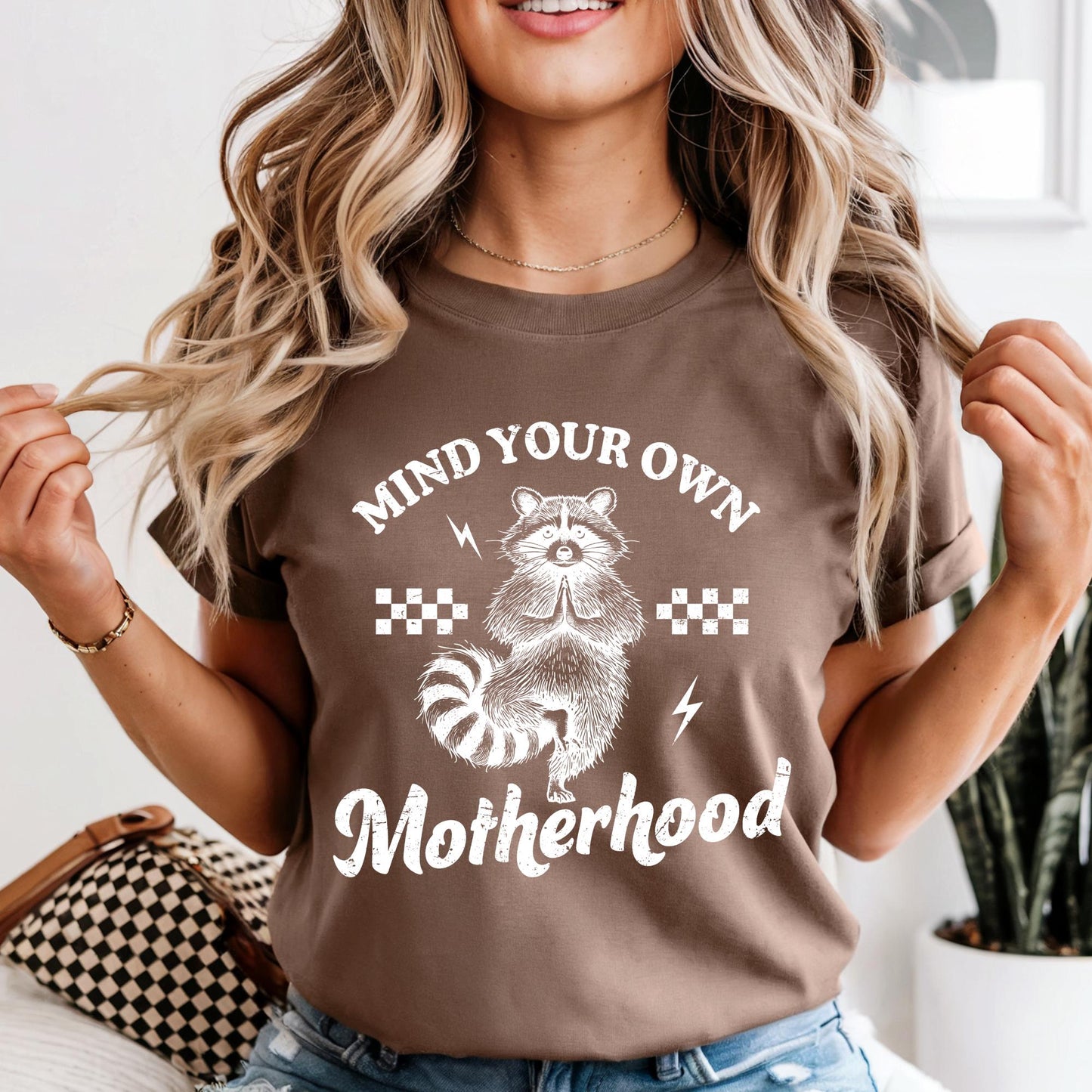 Comfort Colors® Mind Your Own Motherhood Shirt, Funny Raccoon Mom T-Shirt, Mom Life Shirt, Mother's Day Gift Shirt, Gift for Moms