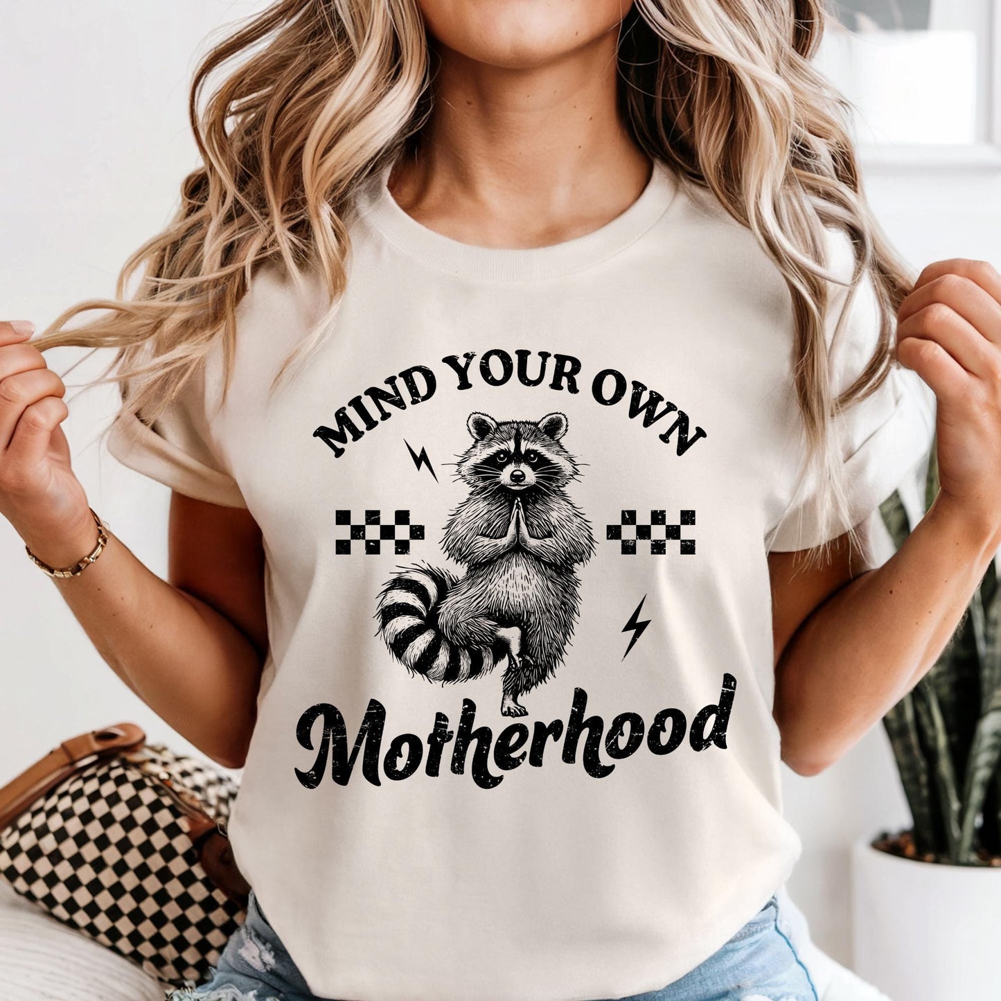 Comfort Colors® Mind Your Own Motherhood Shirt, Funny Raccoon Mom T-Shirt, Mom Life Shirt, Mother's Day Gift Shirt, Gift for Moms