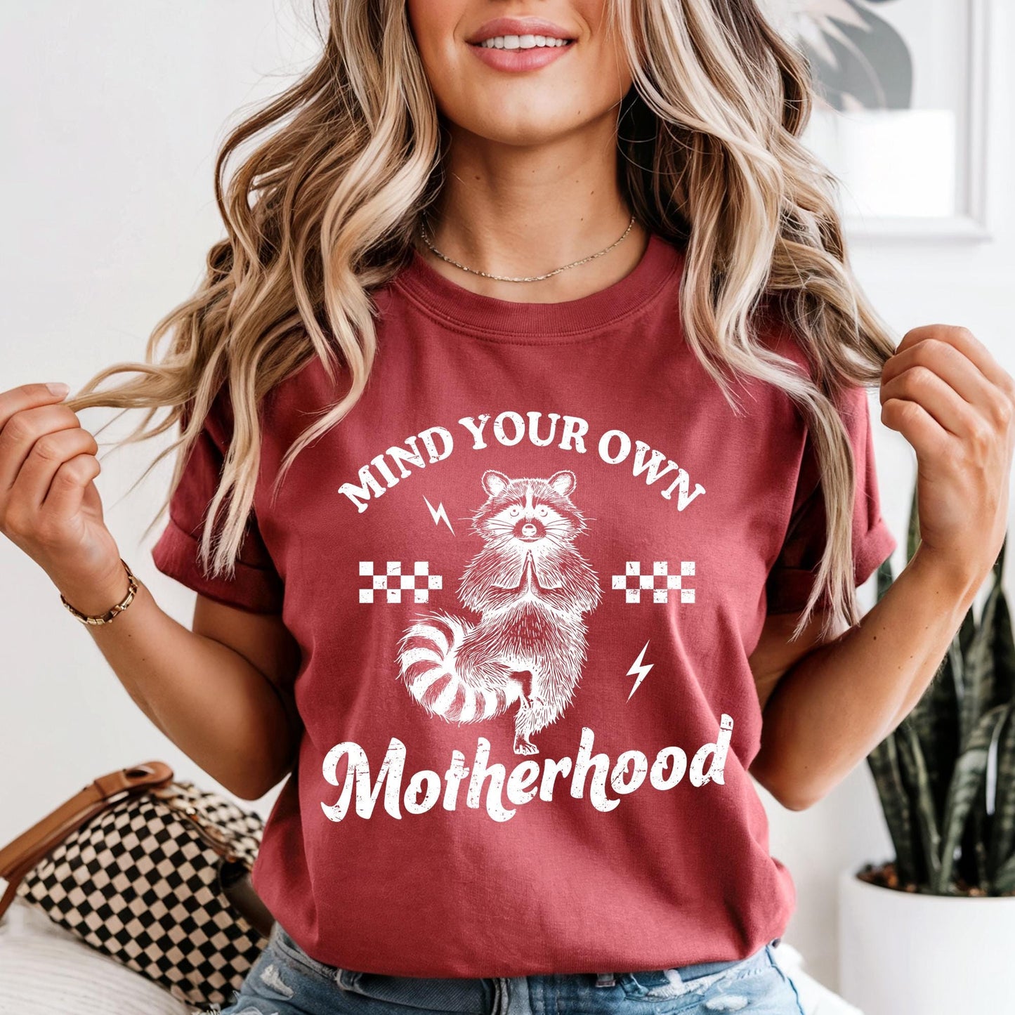 Comfort Colors® Mind Your Own Motherhood Shirt, Funny Raccoon Mom T-Shirt, Mom Life Shirt, Mother's Day Gift Shirt, Gift for Moms
