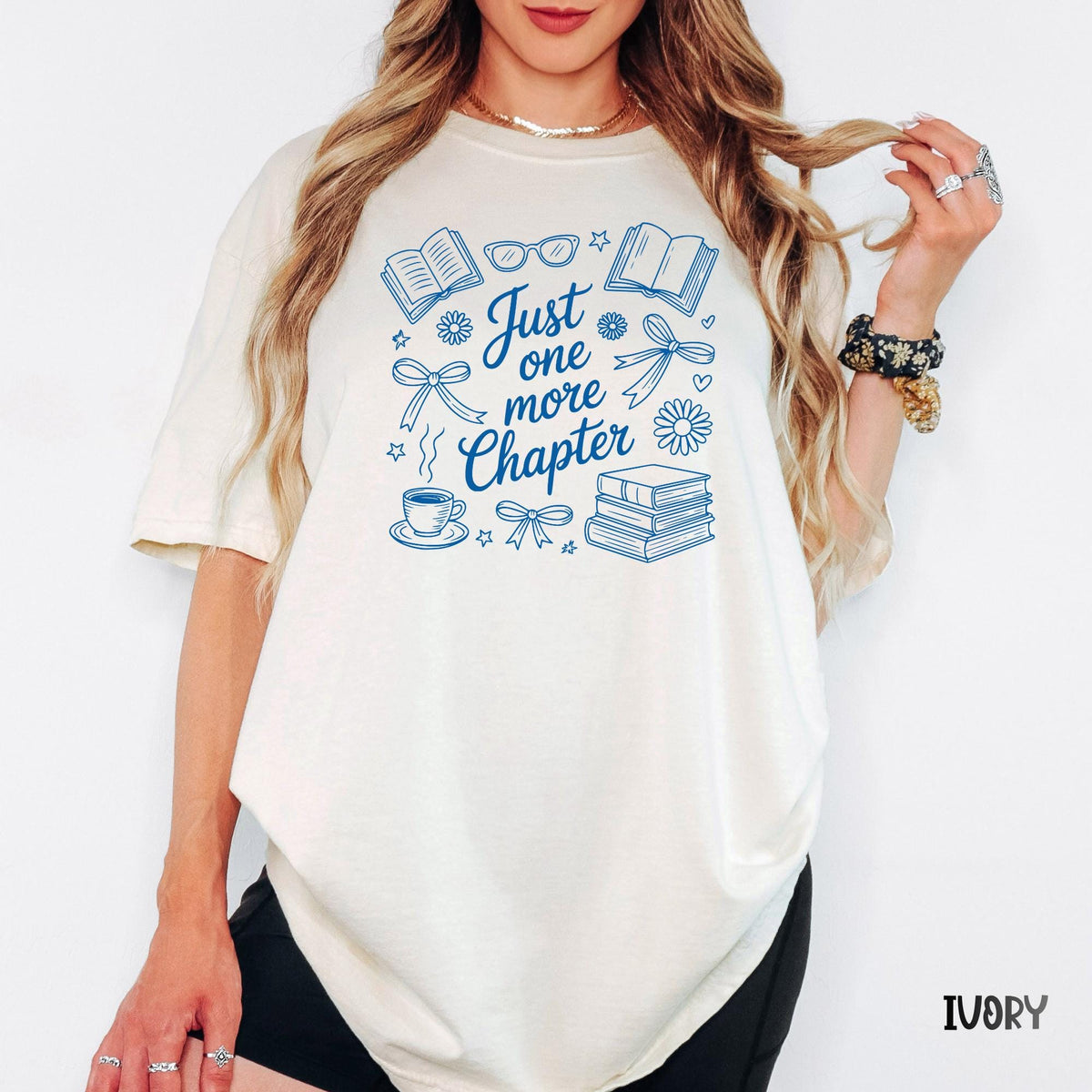 Just One More Chapter Comfort Colors® Shirt, Book & Coffee Graphic Tee, Reader Gift, Floral Bookish Shirt, Librarian Shirt