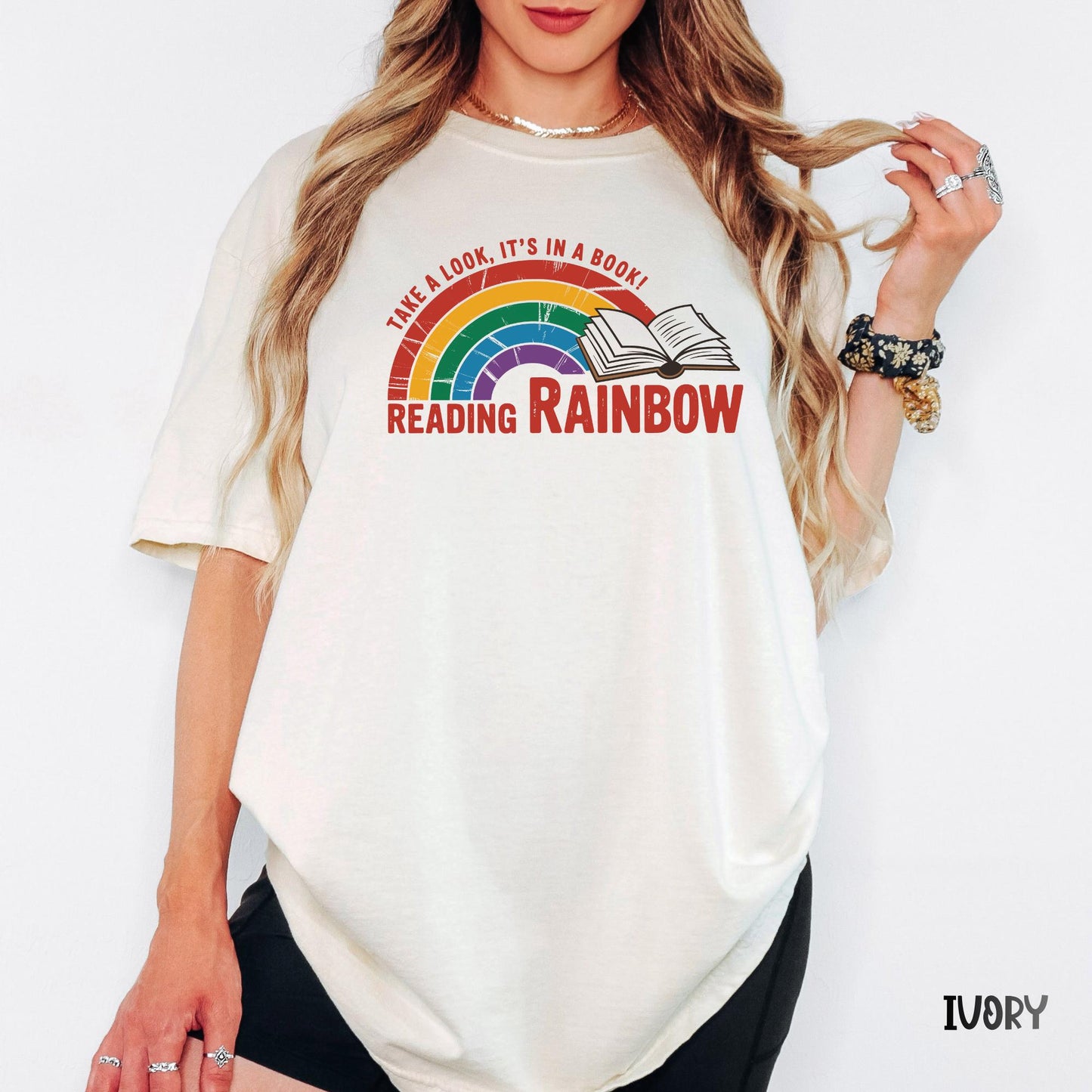 Take a Look It’s in a Book Tee, Comfort Colors® Reading Rainbow Shirt, Funny Bookish T-shirt, Librarian Gift, Book Club Outfit