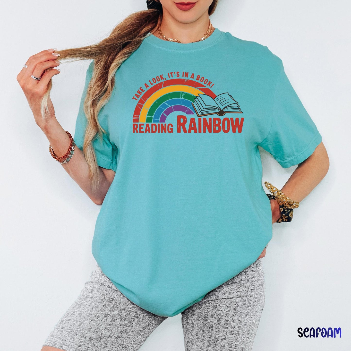 Take a Look It’s in a Book Tee, Comfort Colors® Reading Rainbow Shirt, Funny Bookish T-shirt, Librarian Gift, Book Club Outfit