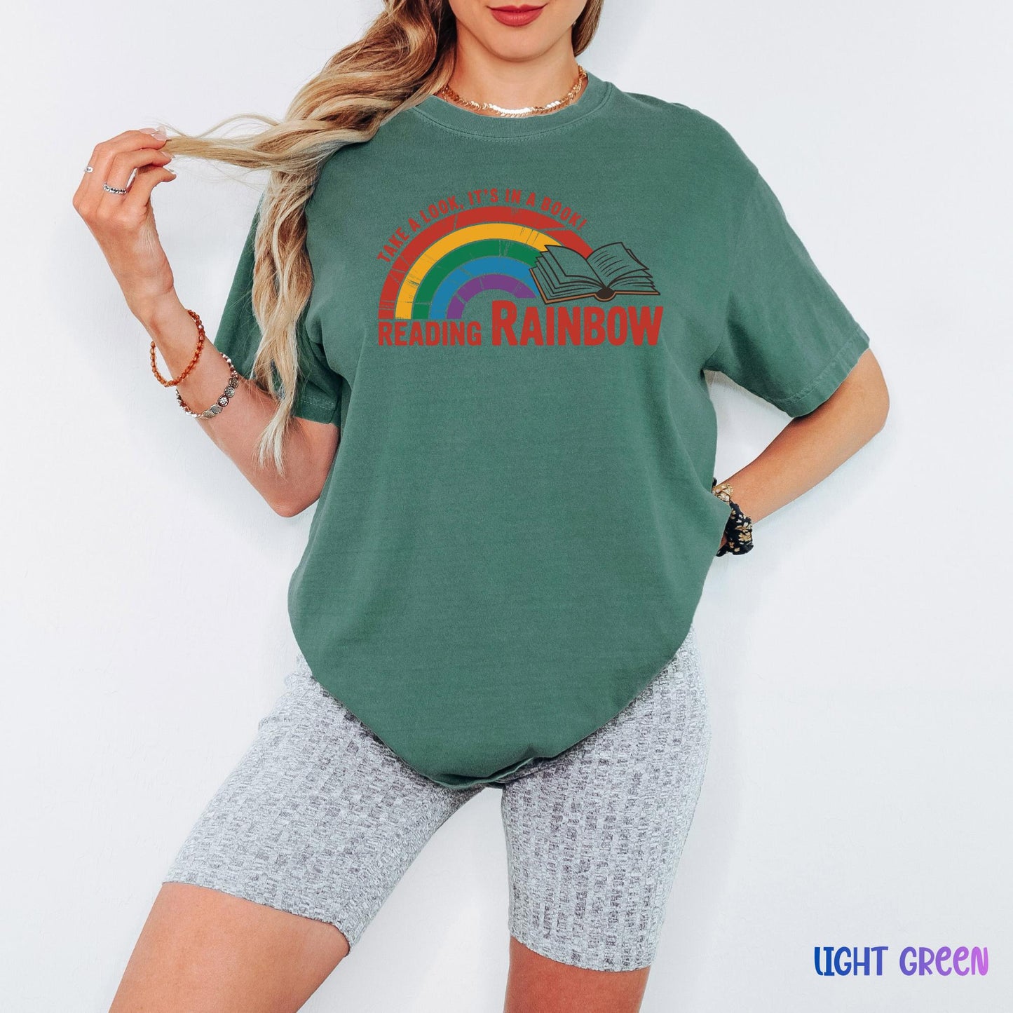 Take a Look It’s in a Book Tee, Comfort Colors® Reading Rainbow Shirt, Funny Bookish T-shirt, Librarian Gift, Book Club Outfit