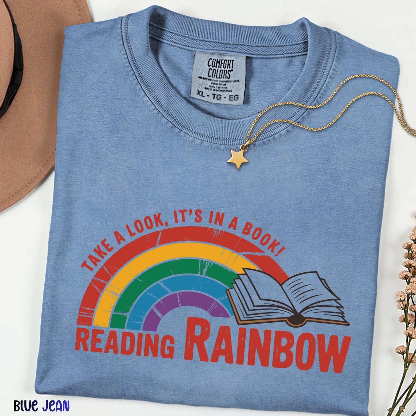 Take a Look It’s in a Book Tee, Comfort Colors® Reading Rainbow Shirt, Funny Bookish T-shirt, Librarian Gift, Book Club Outfit