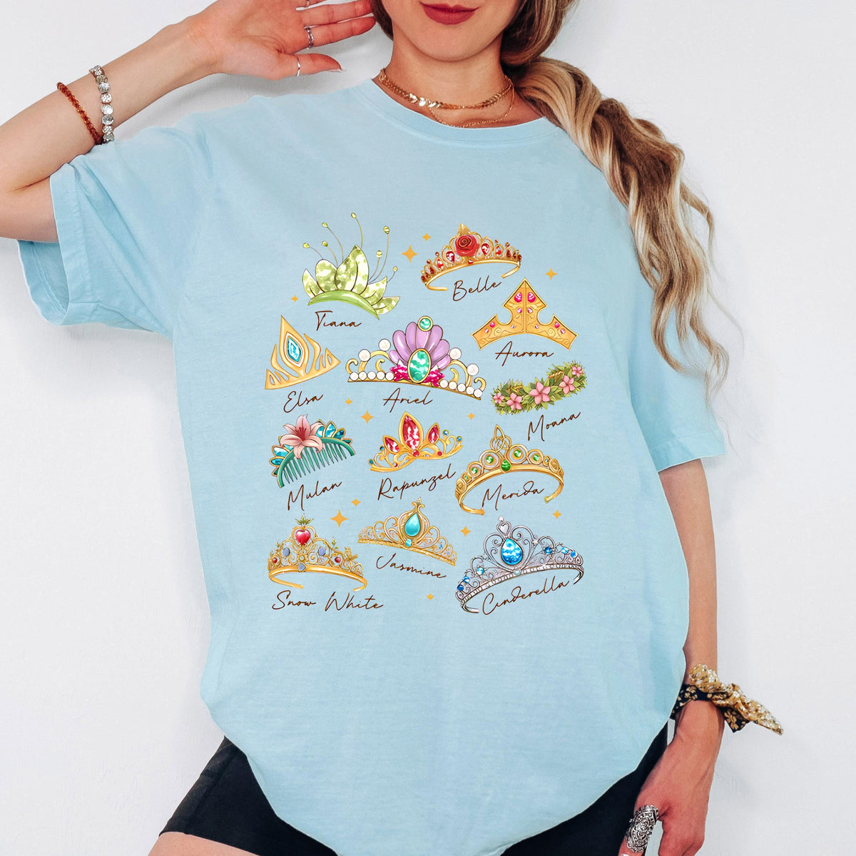 Comfort Color Disney Princess Tiara Shirt, Magical Kingdom Crown Tee, Family Vacation Tees, Minimalist Princess Era, Personalized Birthday