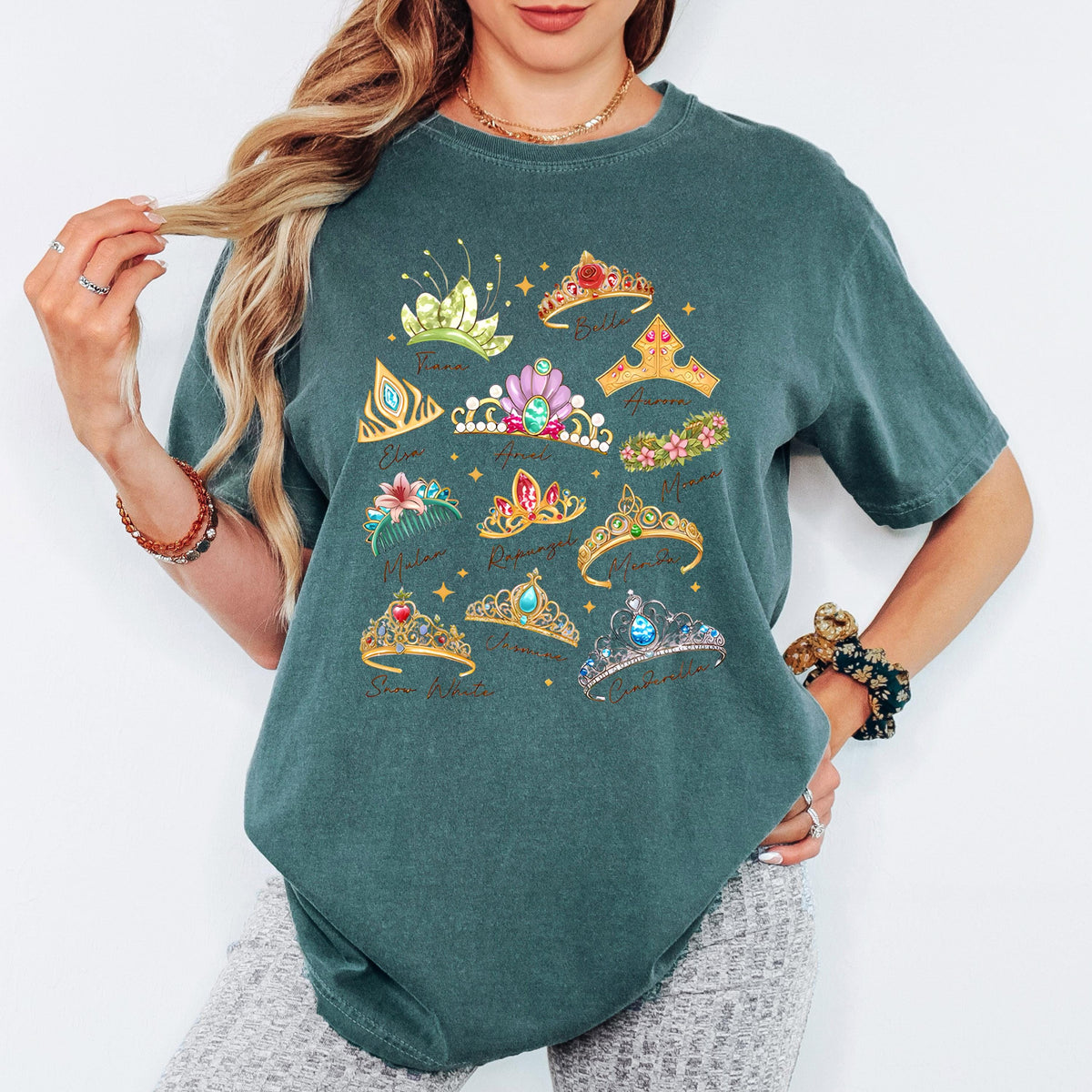 Comfort Color Disney Princess Tiara Shirt, Magical Kingdom Crown Tee, Family Vacation Tees, Minimalist Princess Era, Personalized Birthday