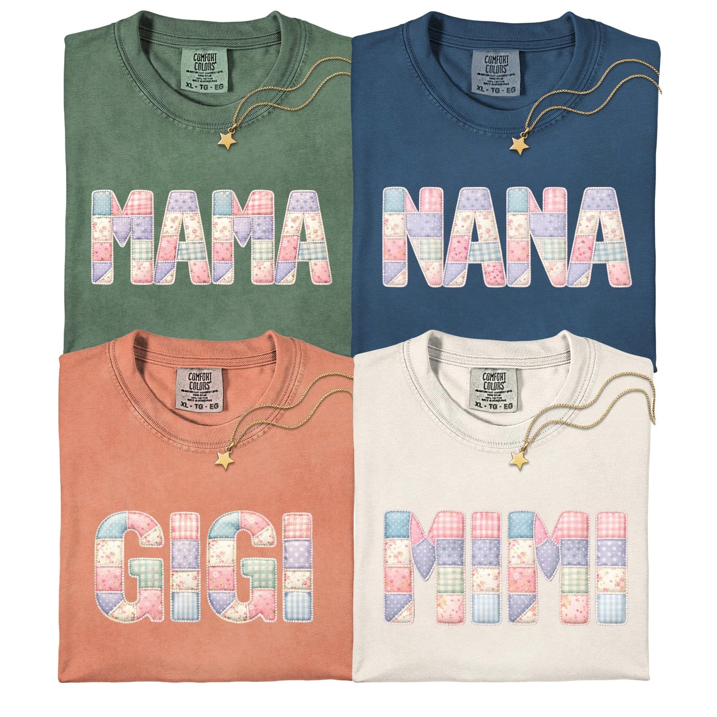 Custom Comfort Colors® Patchwork Look Mama Gigi Shirt Mothers Day Gift