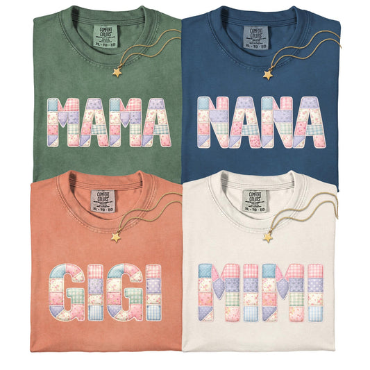 Custom Comfort Colors® Patchwork Look Mama Gigi Shirt Mothers Day Gift