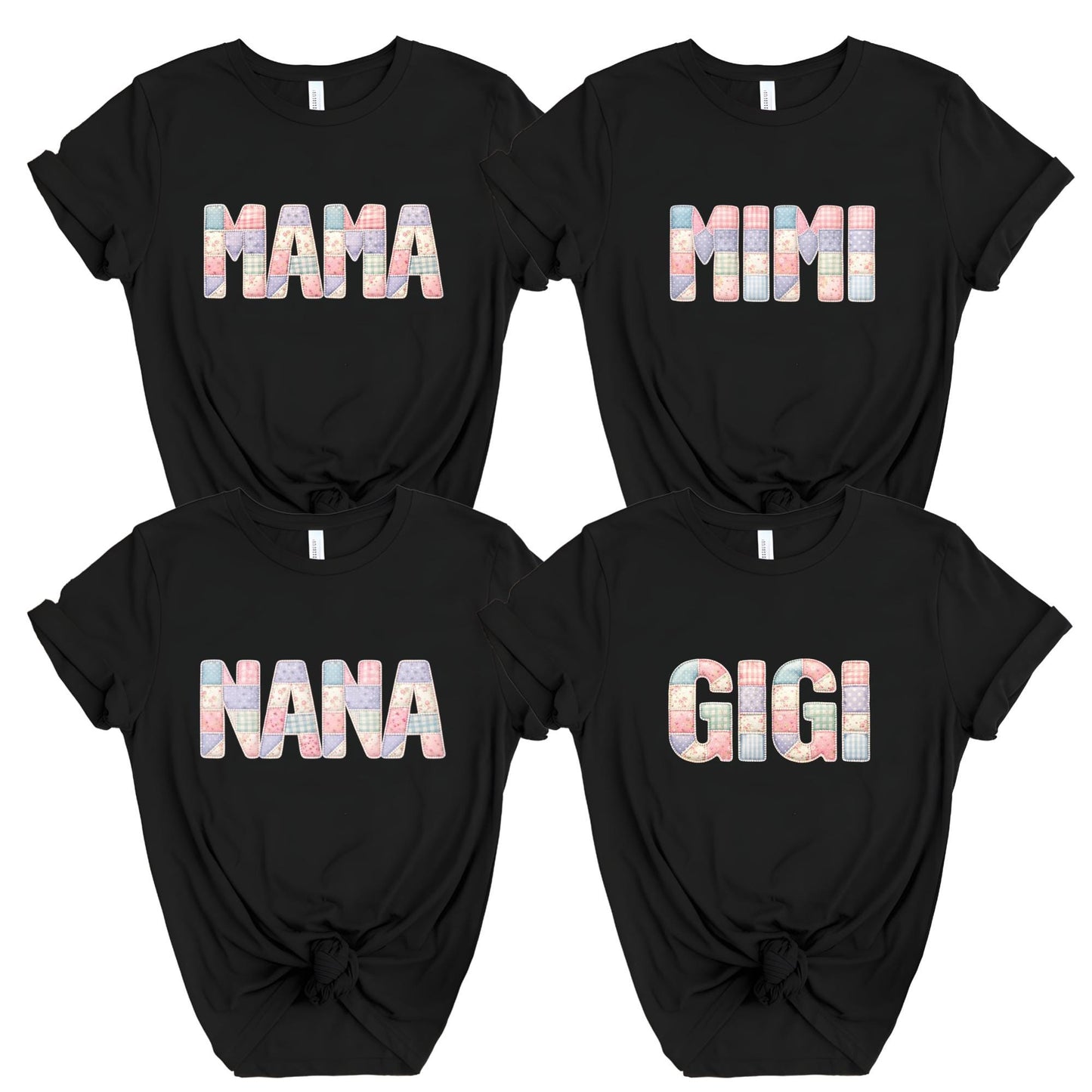 Custom Faux Patchwork Mama Mimi Matching Shirt Mothers Day Gift