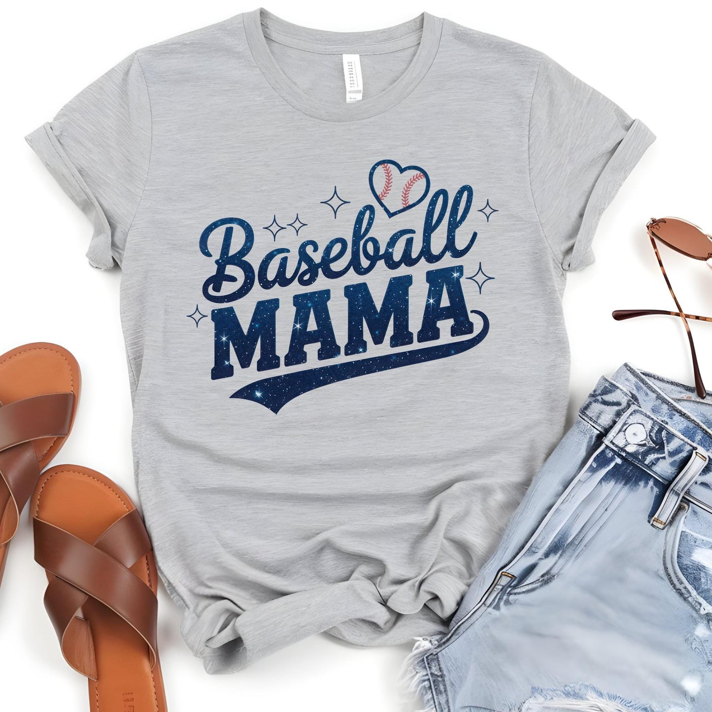 Baseball Mama Shirt, Glitter Look Mom Shirt, Baseball Tee Shirt