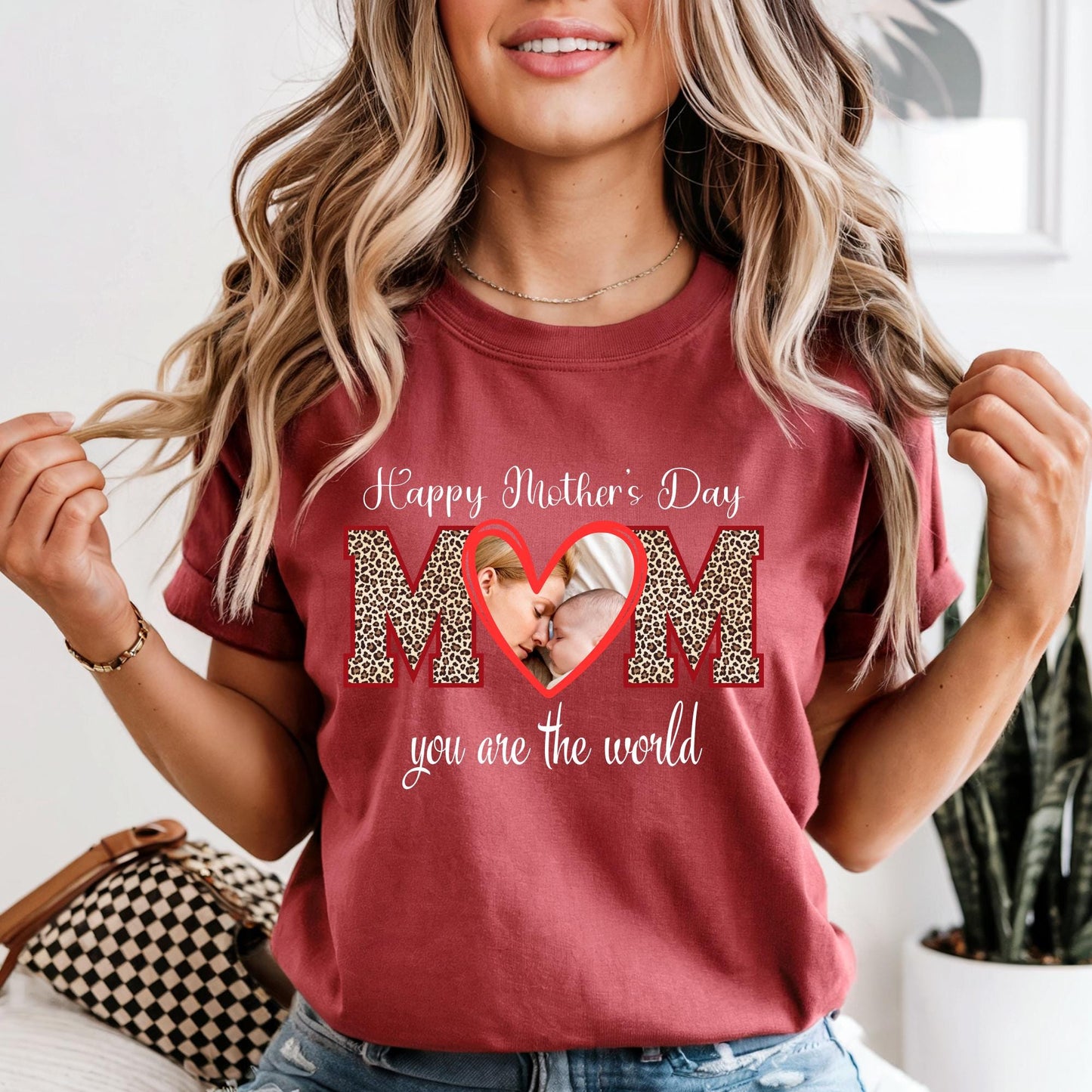 Custom Mom Shirt with Photo Comfort Colors® Mothers Day Gift, Best Mom Ever Personalized Leopard Mama Shirts