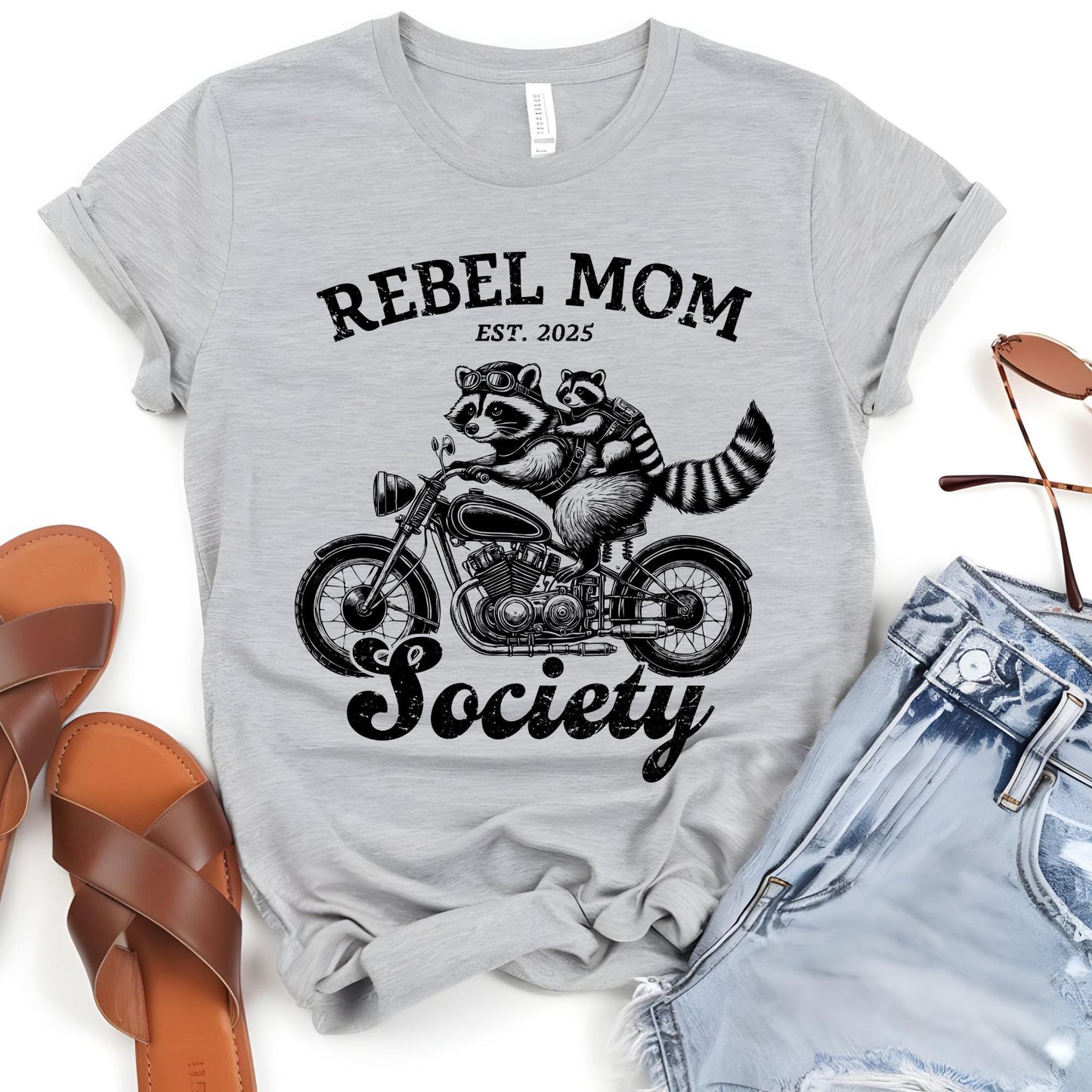 Custom Rebel Mom Society Shirt, Mama Mini Raccoon Shirts Mothers Day Gift For Mama