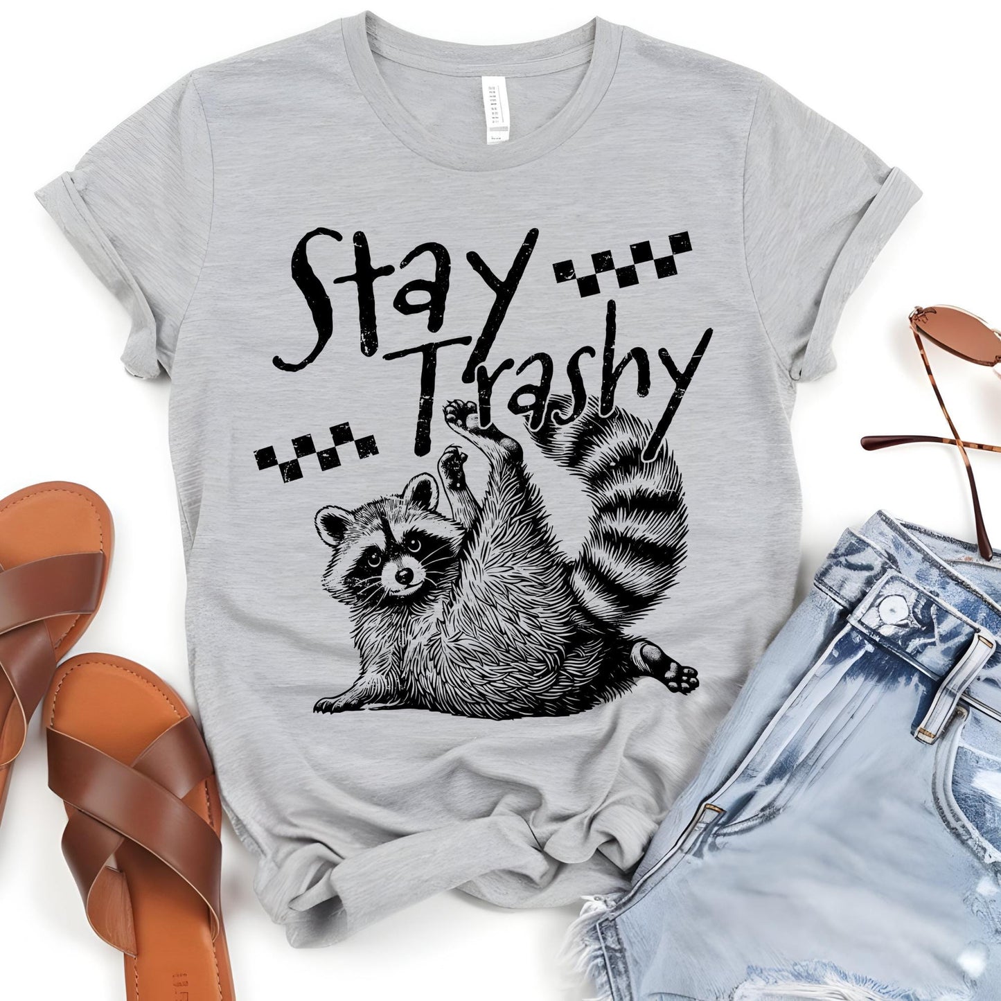 Stay Trashy Raccoon Shirt, Funny Meme Raccoon T-Shirt, Retro Animal Graphic Tee, Raccoon Lover Gift, Funny Mom Life Shirt