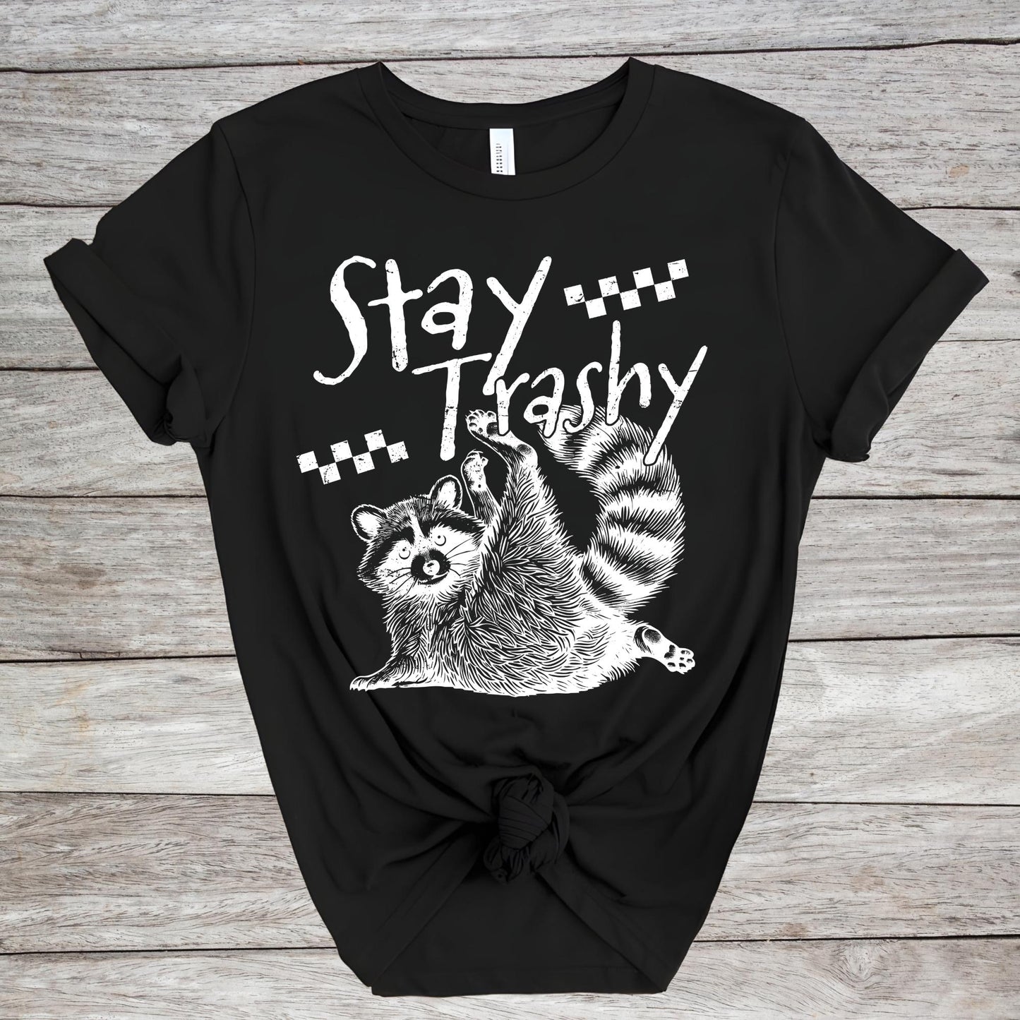 Stay Trashy Raccoon Shirt, Funny Meme Raccoon T-Shirt, Retro Animal Graphic Tee, Raccoon Lover Gift, Funny Mom Life Shirt