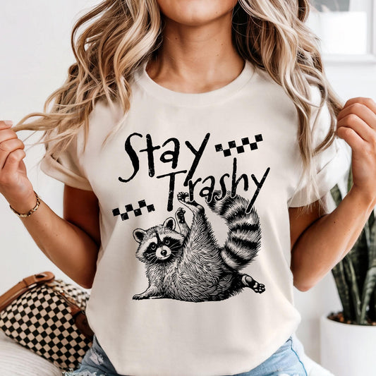 Stay Trashy Raccoon Shirt Comfort Colors® Funny Meme Raccoon Tshirt Mom Life Shirts
