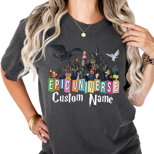 Epic Universe Shirt Comfort Colors® Custom Dark Theme Universal Shirts Family Vacation 2026 Tee