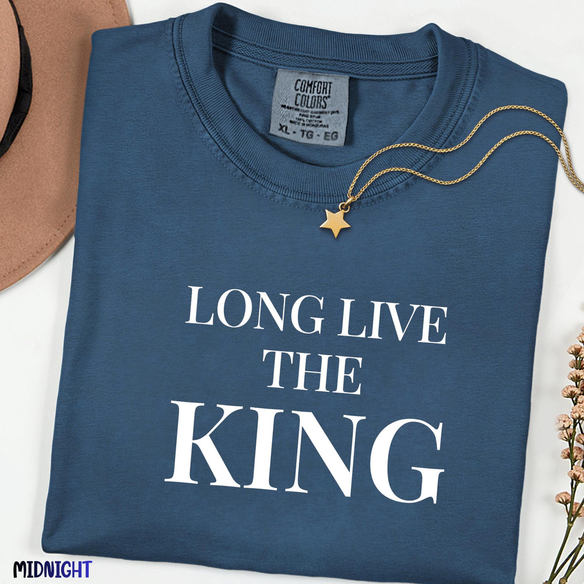 Comfort Colors® Long Live The King Shirt, Literary Quote Tee, Vintage Typography Shirt, Bold Statement Graphic Tee, Bookish Gift for Readers
