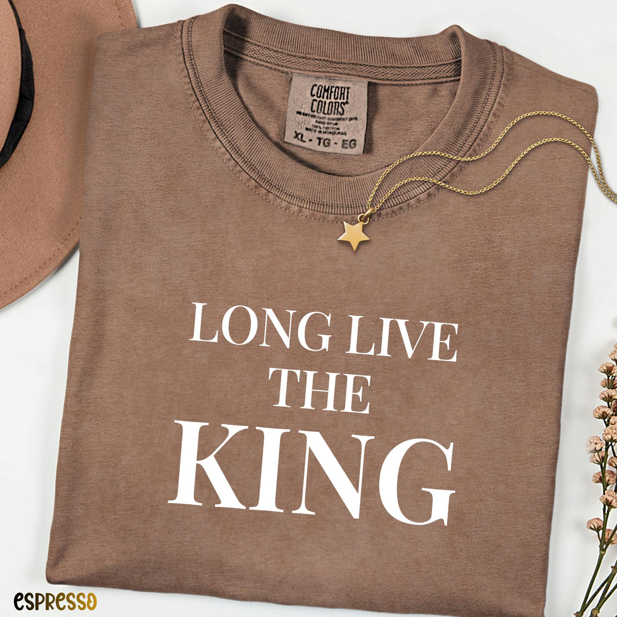 Comfort Colors® Long Live The King Shirt, Literary Quote Tee, Vintage Typography Shirt, Bold Statement Graphic Tee, Bookish Gift for Readers