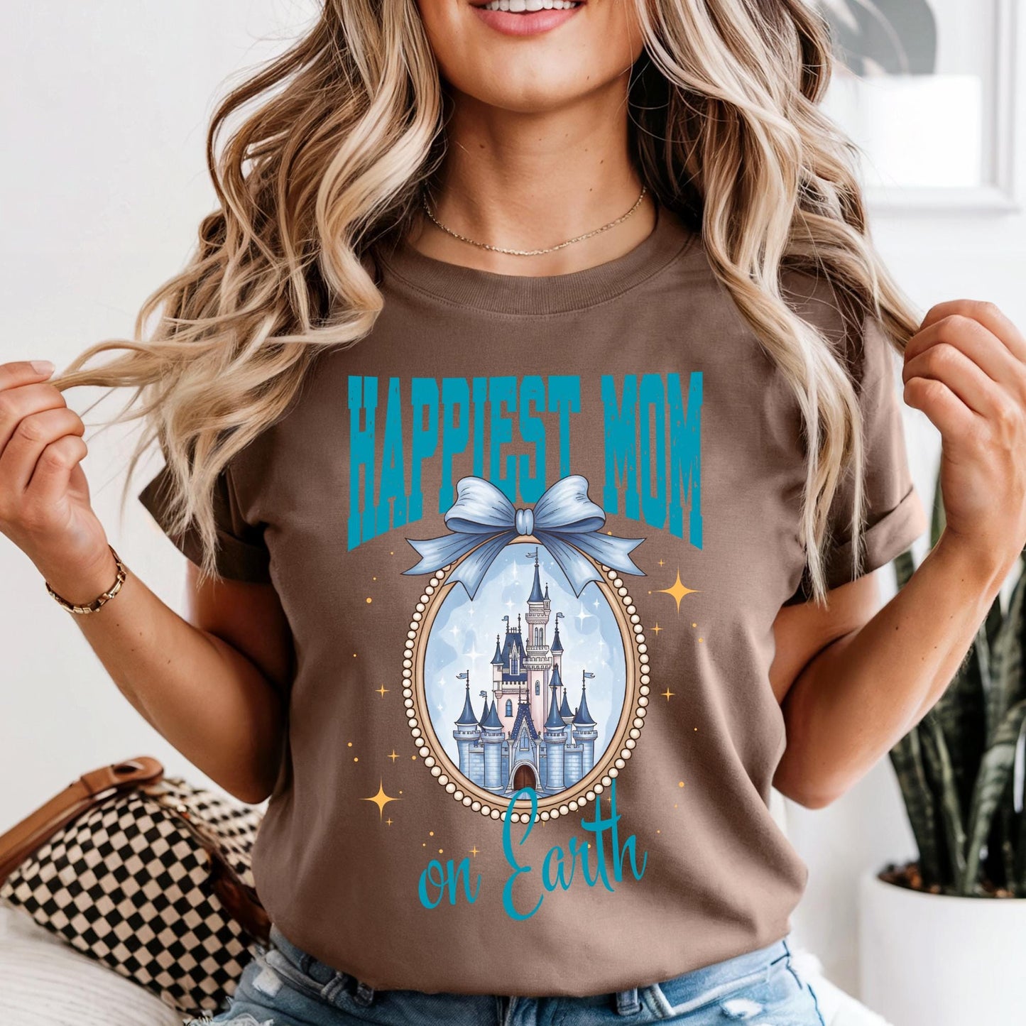Happiest Mom On Earth Shirt Comfort Colors® Disney Coquette Bow Castle Mama Tee Gift From Kids | Mothers Day Gift