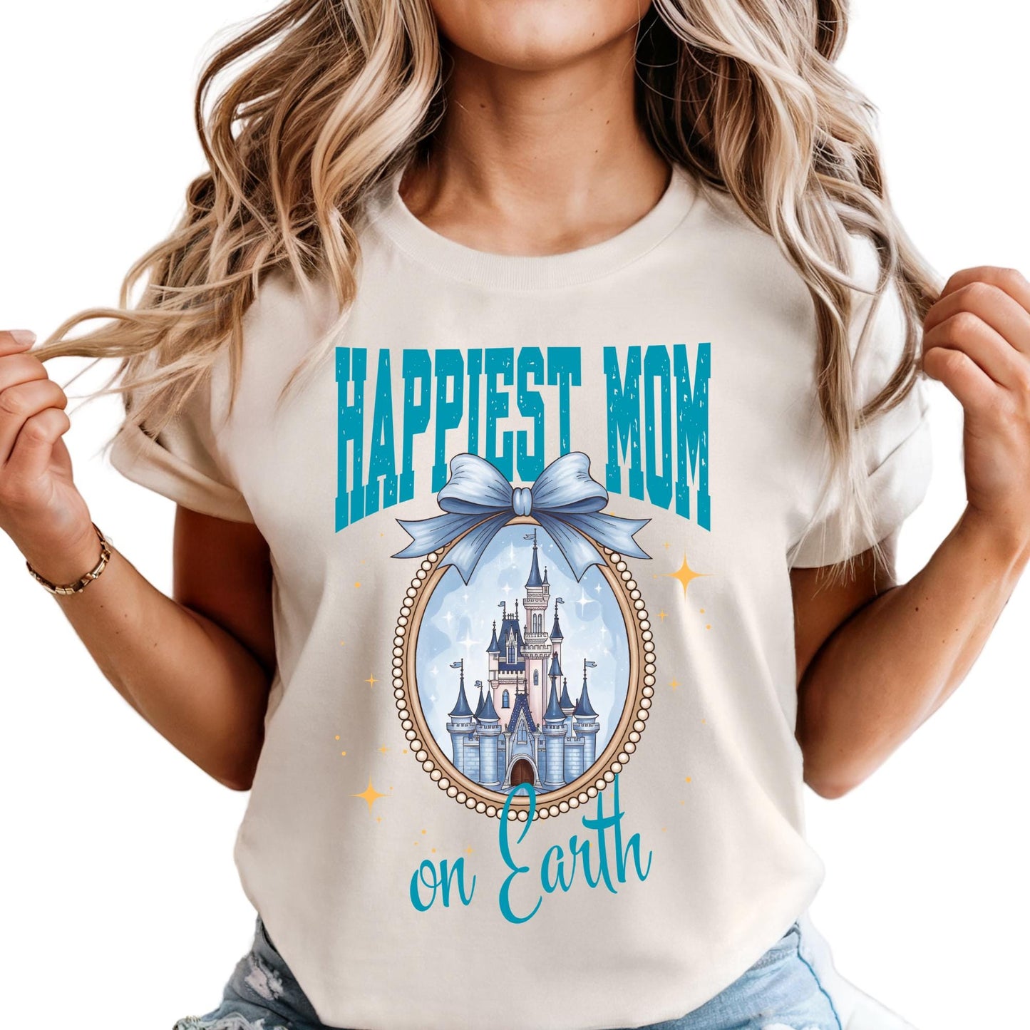 Happiest Mom On Earth Shirt Comfort Colors® Disney Coquette Bow Castle Mama Tee Gift From Kids | Mothers Day Gift
