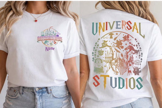 Custom Universal Studios Shirt, Retro Disney Universal Studios Shirt, Disneyworld Shirt, Front-Back Personalized Disney Shirts