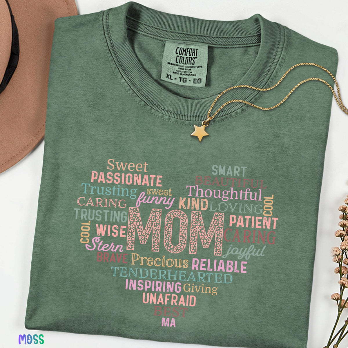 Comfort Colors® Mom Word Heart Shirt, Funny  Sweet Mom Life Tee, Mother's Day Gift, Inspiring Mom T-Shirt, Sarcastic  Loving Mom Apparel