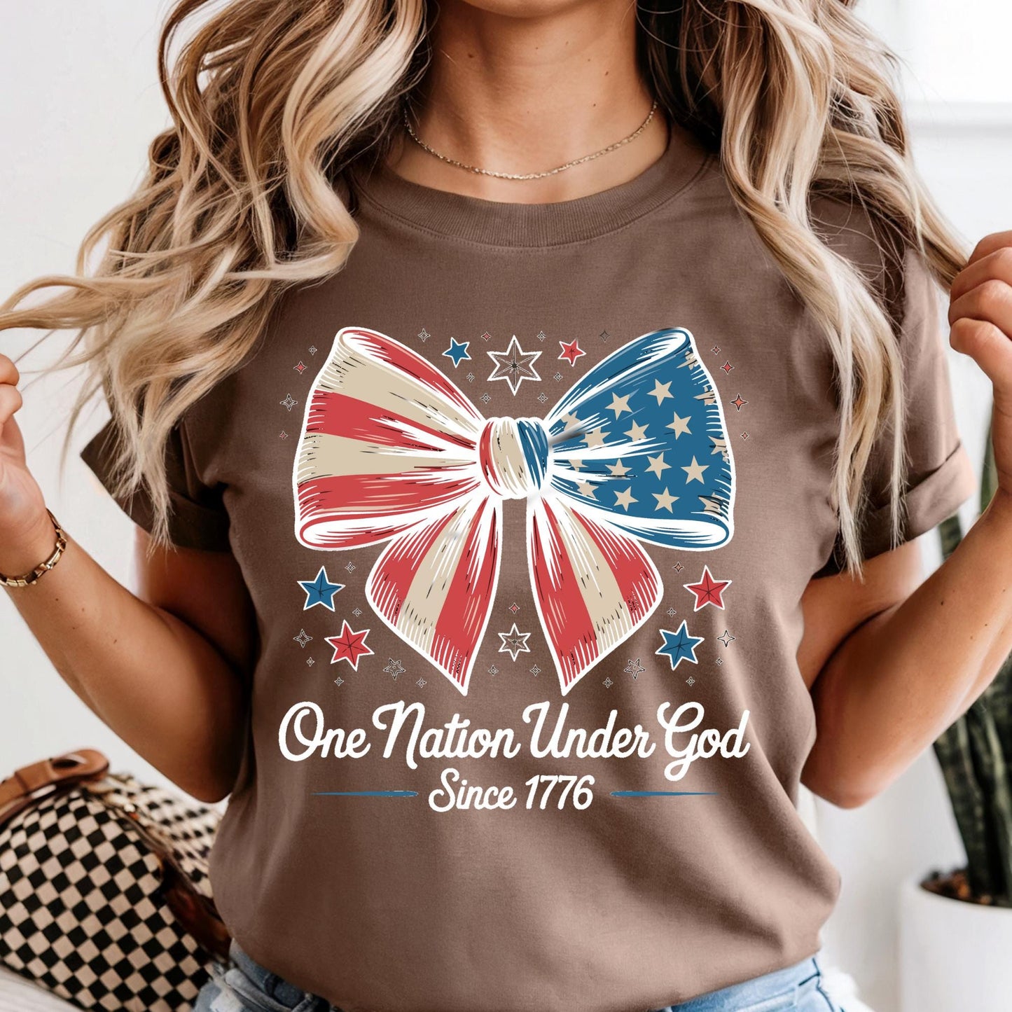One Nation Under God Coquette Shirt Comfort Colors® 4th Of July Shirts, Christian Patriotic Gift, Independence Day Shirt