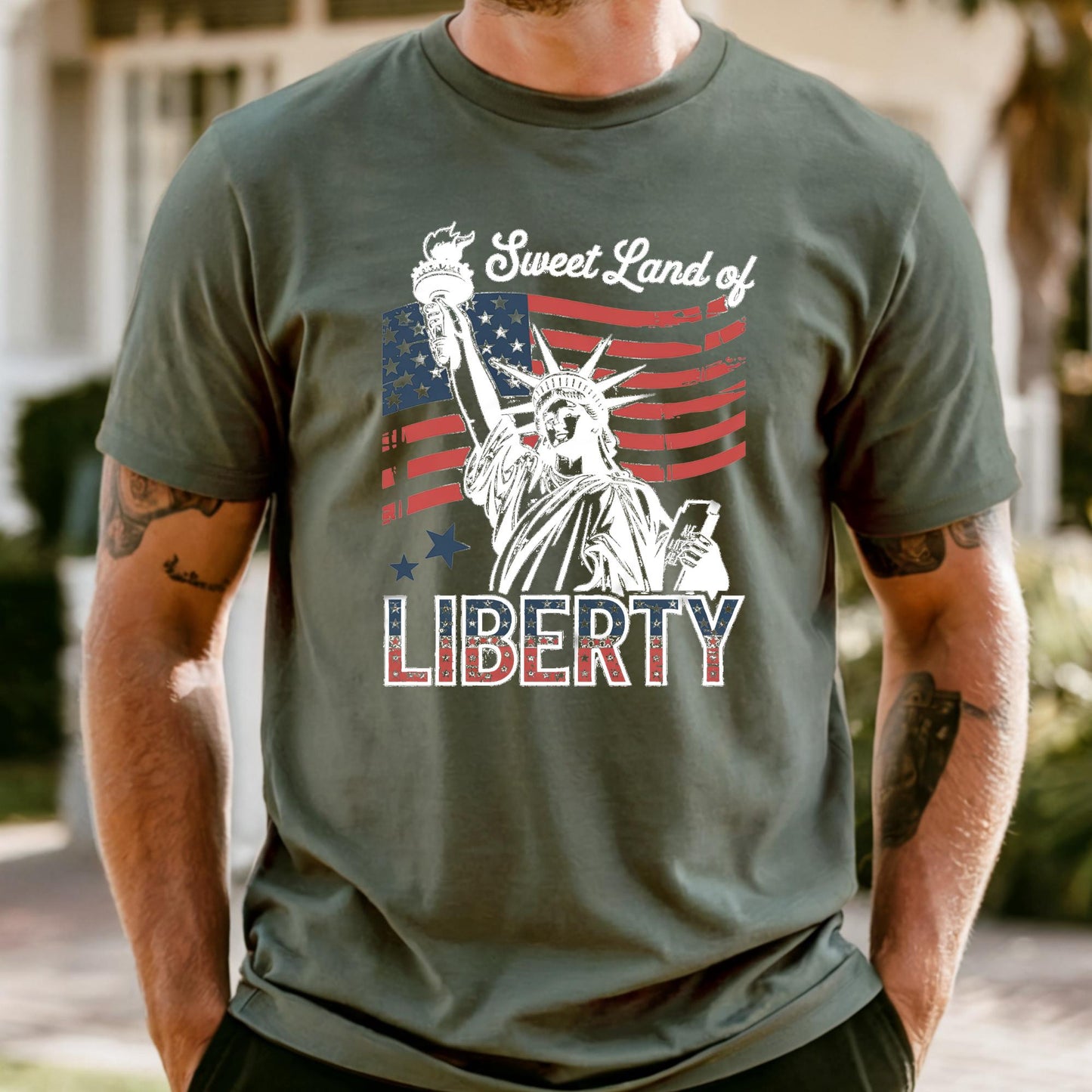 Sweet Land of Liberty Shirt Comfort Colors® Statue of Liberty 4th of July Tee, Vintage Patriotic Shirt