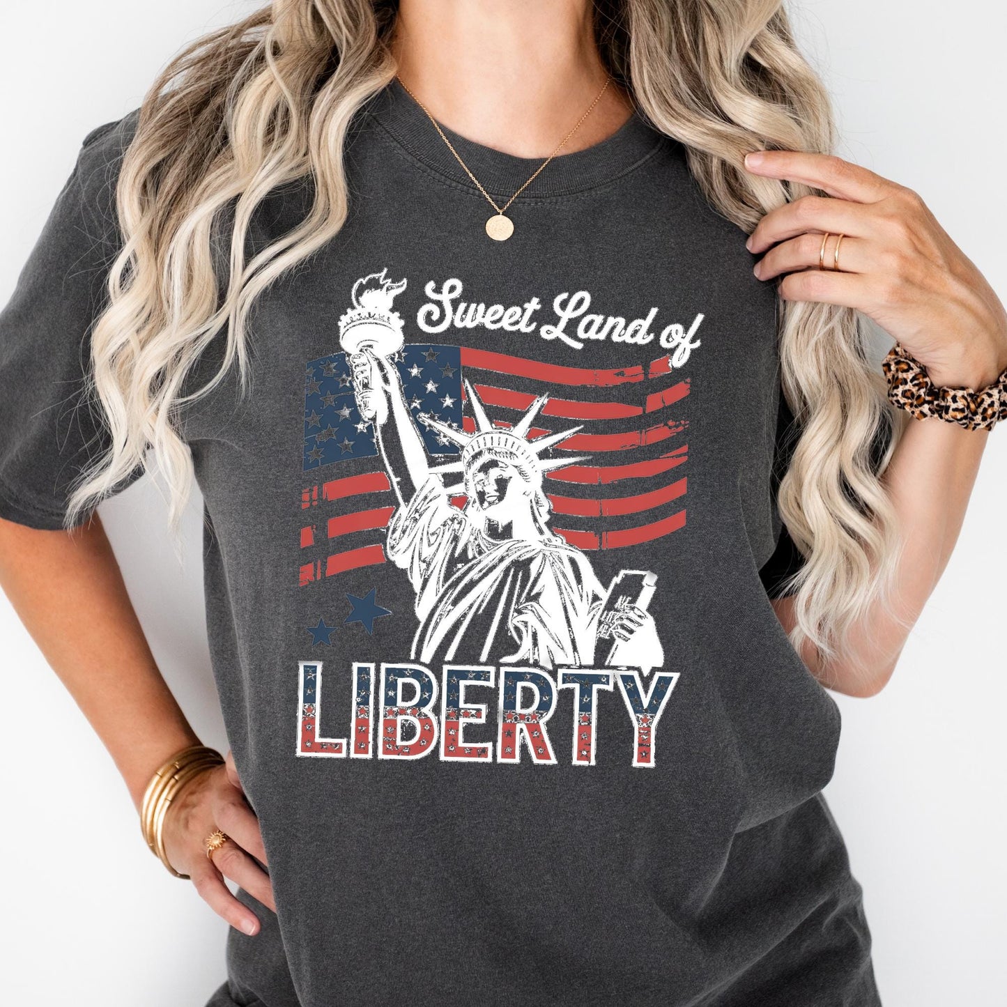 Sweet Land of Liberty Shirt Comfort Colors® Statue of Liberty 4th of July Tee, Vintage Patriotic Shirt