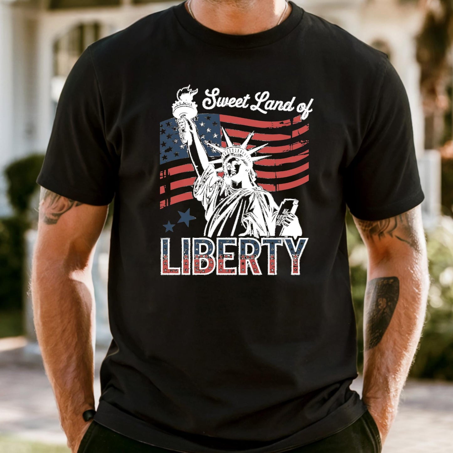 Sweet Land of Liberty Shirt Comfort Colors® Statue of Liberty 4th of July Tee, Vintage Patriotic Shirt