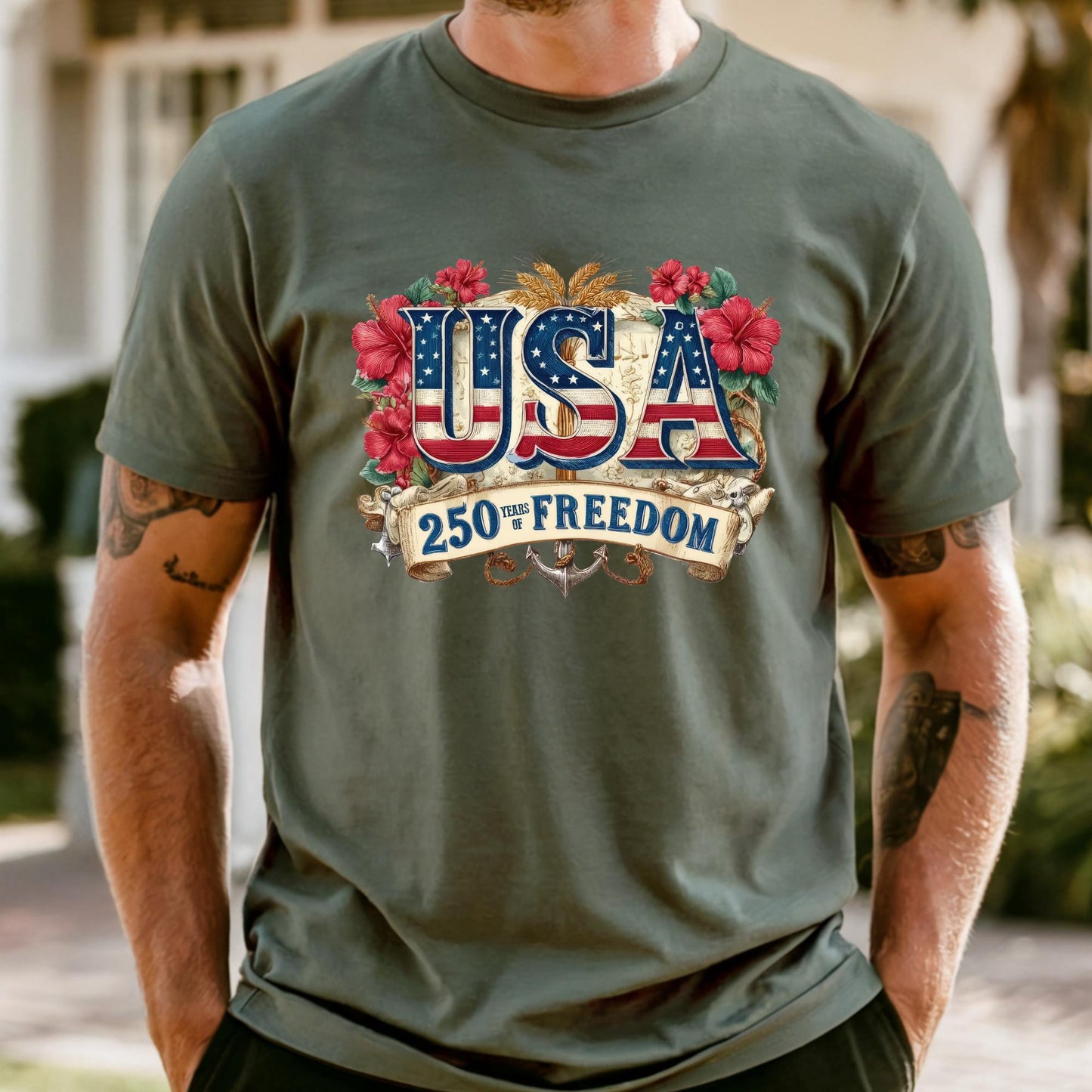 250 Years Of Freedom Shirt Comfort Colors® USA Anniversary Shirt, Freedom Tee, American 250 Floral, 4th of July Shirt, Memorial Day Shirt