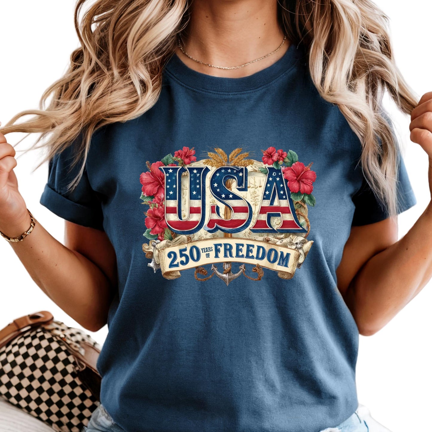 250 Years Of Freedom Shirt Comfort Colors® USA Anniversary Shirt, Freedom Tee, American 250 Floral, 4th of July Shirt, Memorial Day Shirt