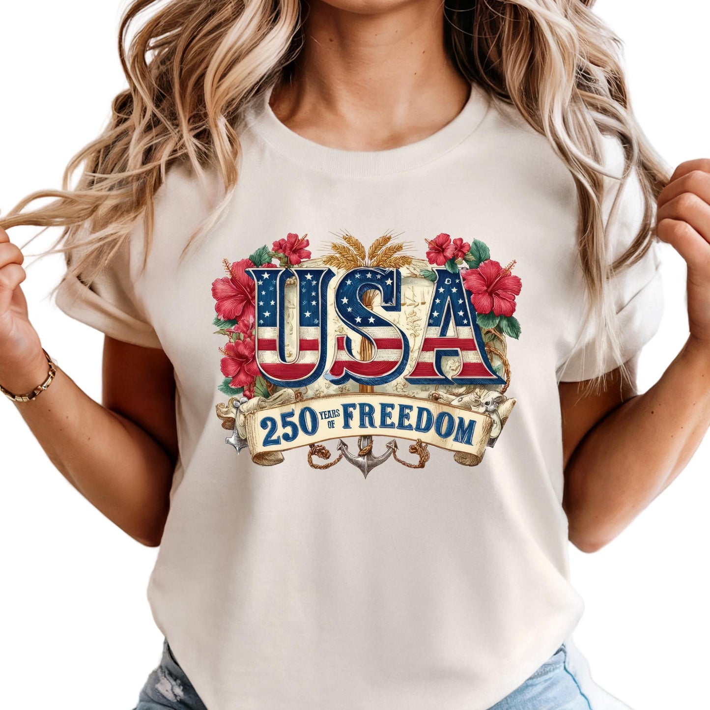 250 Years Of Freedom Shirt Comfort Colors® USA Anniversary Shirt, Freedom Tee, American 250 Floral, 4th of July Shirt, Memorial Day Shirt
