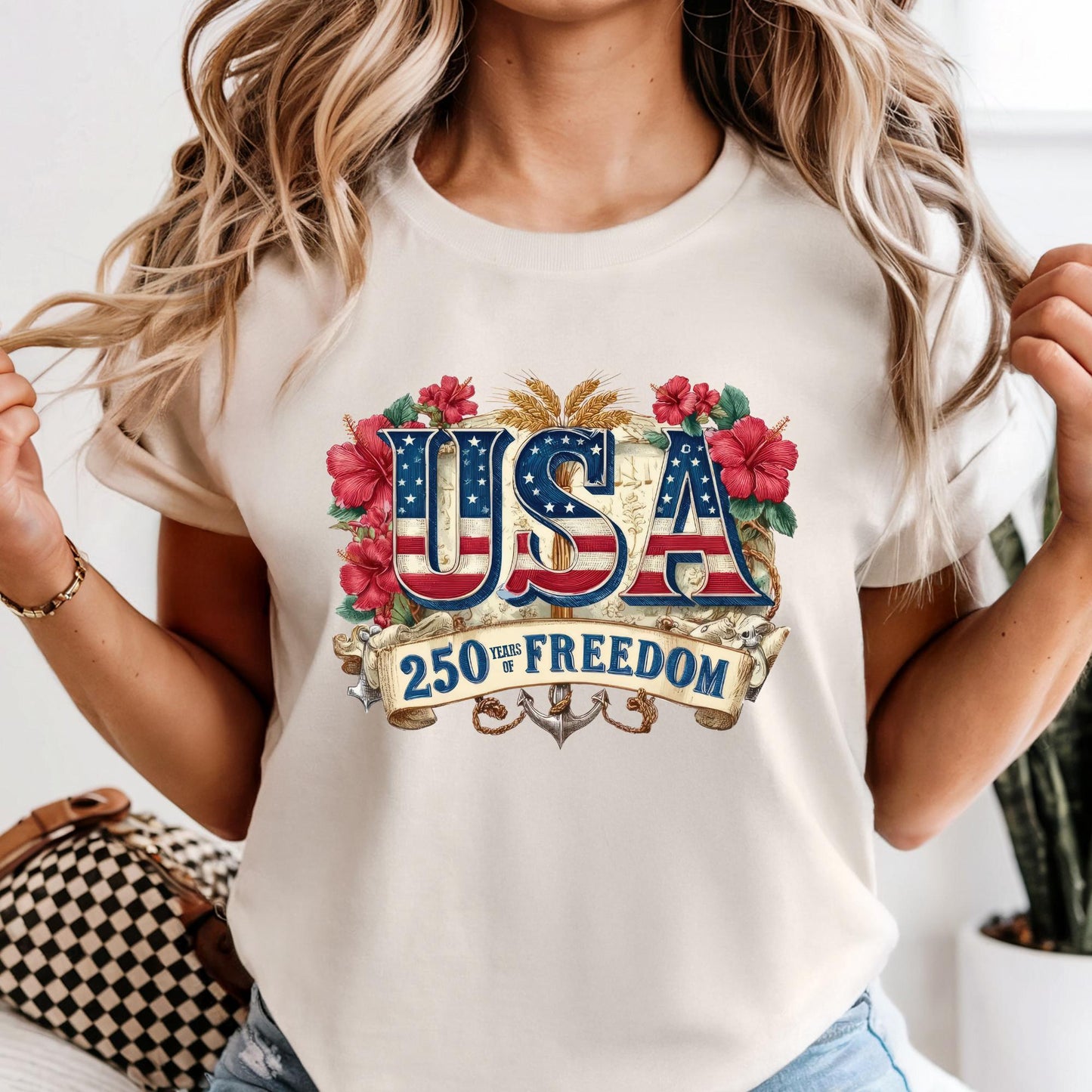 250 Years Of Freedom Shirt Comfort Colors® USA Anniversary Shirt, Freedom Tee, American 250 Floral, 4th of July Shirt, Memorial Day Shirt