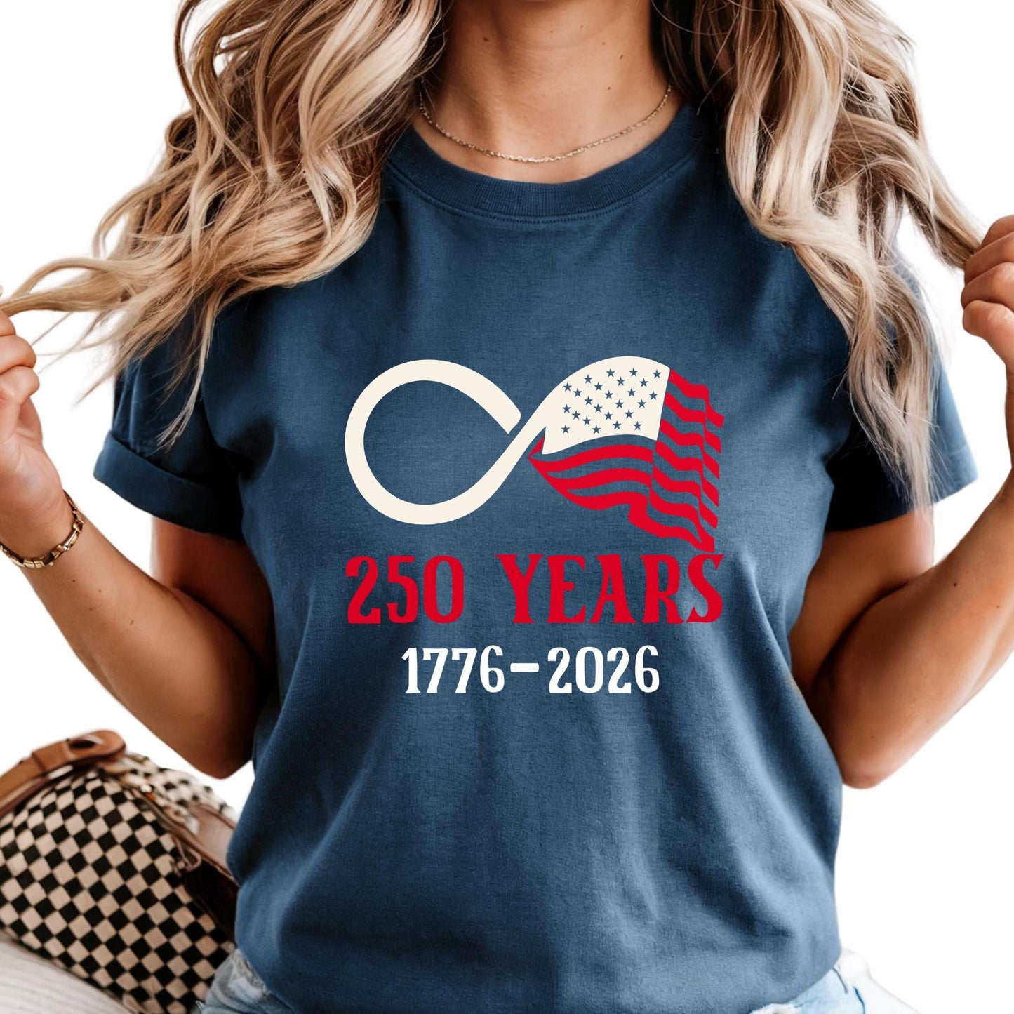 America 250th Anniversary Infinity Shirt Comfort Colors® Patriotic USA Flag Tee, 4th of July Independence Day Gift