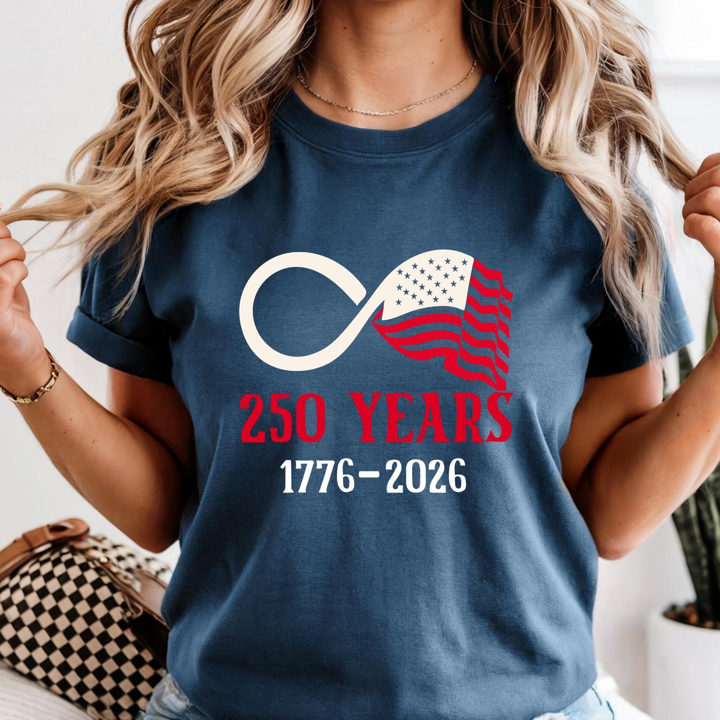 America 250th Anniversary Infinity Shirt Comfort Colors® Patriotic USA Flag Tee, 4th of July Independence Day Gift