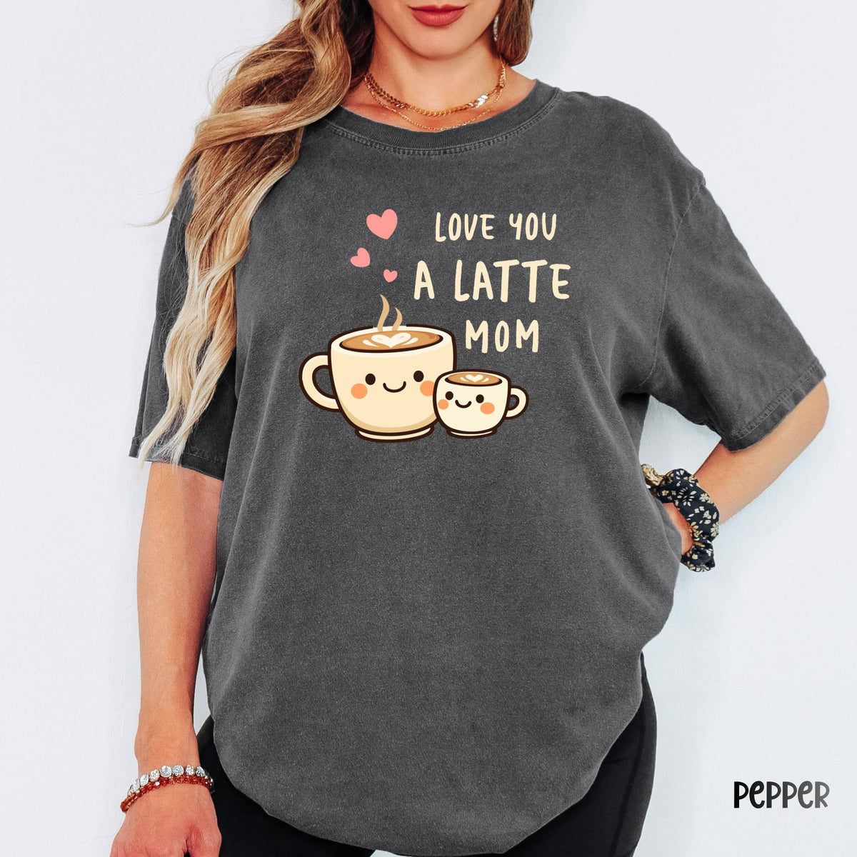 Comfort Colors® Love You A Latte Mom Shirt, Cute Coffee Mom Tee, Mothers Day Gift, Aesthetic Mama Shirt, Coffee Lover Mom Tee
