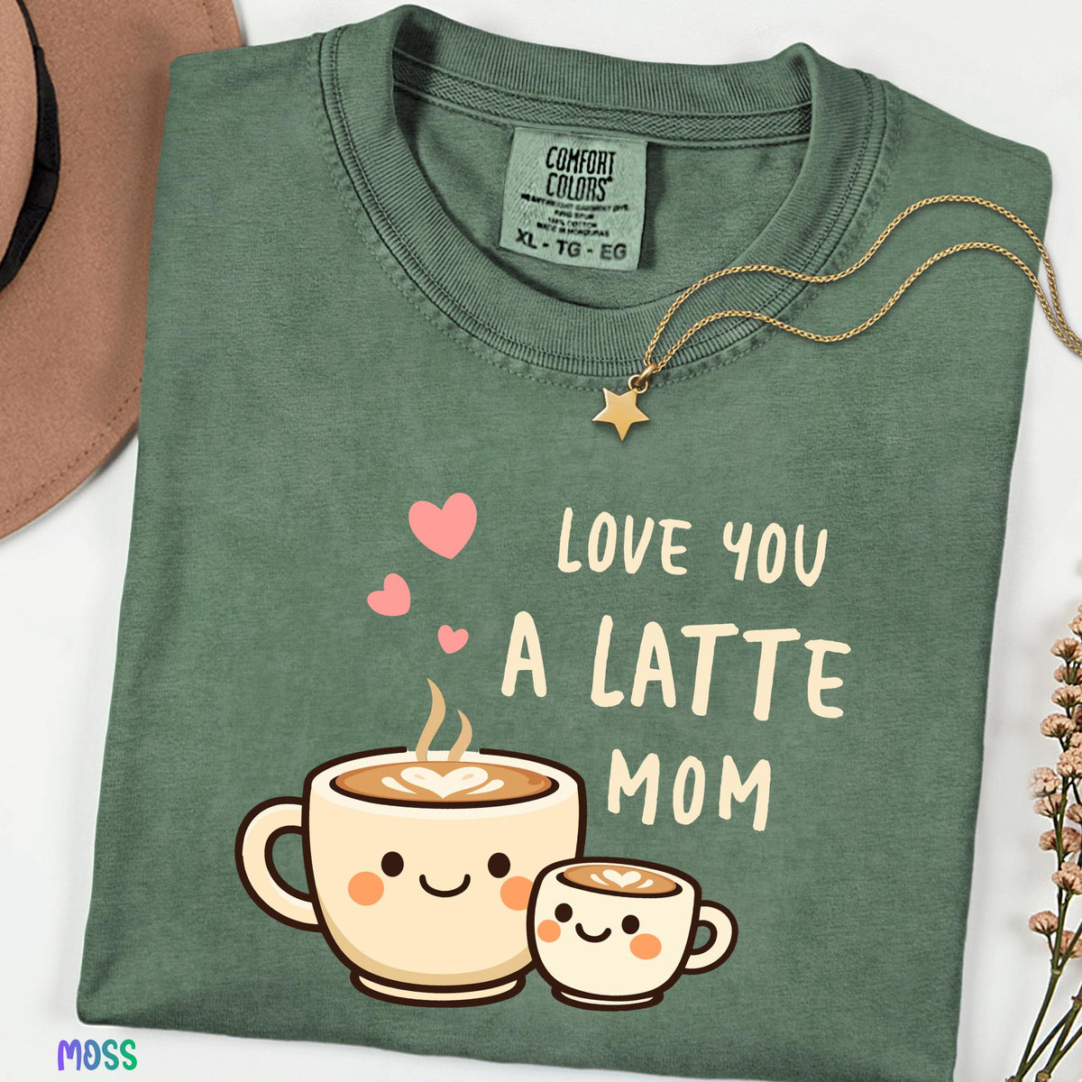 Comfort Colors® Love You A Latte Mom Shirt, Cute Coffee Mom Tee, Mothers Day Gift, Aesthetic Mama Shirt, Coffee Lover Mom Tee