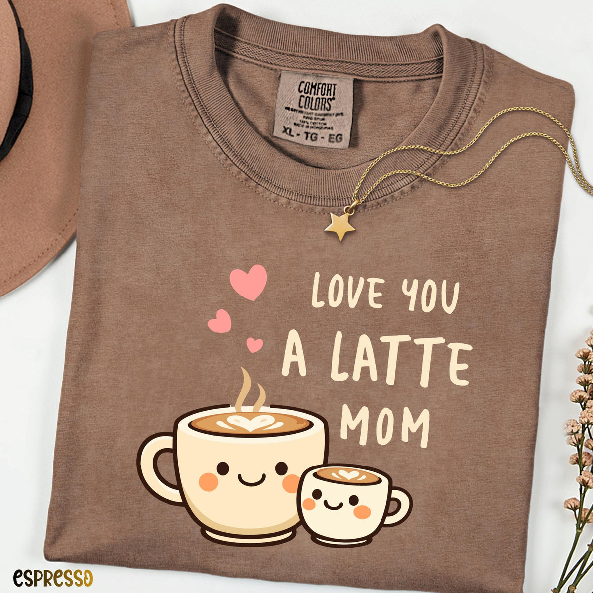 Comfort Colors® Love You A Latte Mom Shirt, Cute Coffee Mom Tee, Mothers Day Gift, Aesthetic Mama Shirt, Coffee Lover Mom Tee
