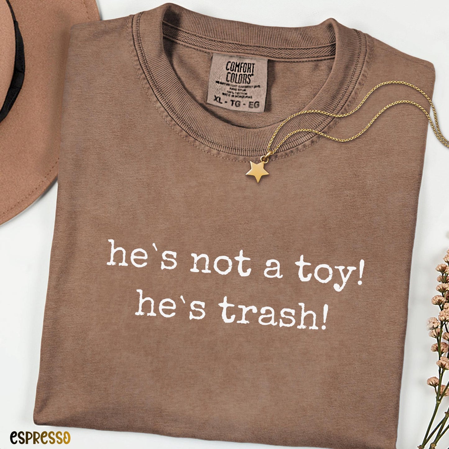 Comfort Colors® He's Not a Toy He's Trash Shirt, Funny Movie Quote Tee, Retro Cartoon Quote Shirt, Minimal Text T-Shirt, Gift Idea