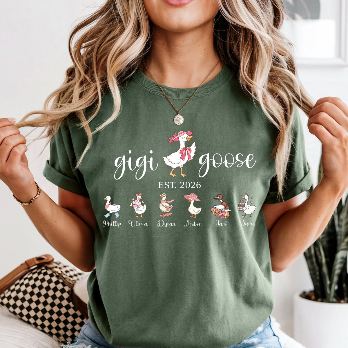 Mama Goose Shirt Comfort Colors® Gigi Duck Shirts, Custom Kids Names Shirt, Mom Est Year Tee, Mothers Day Gift