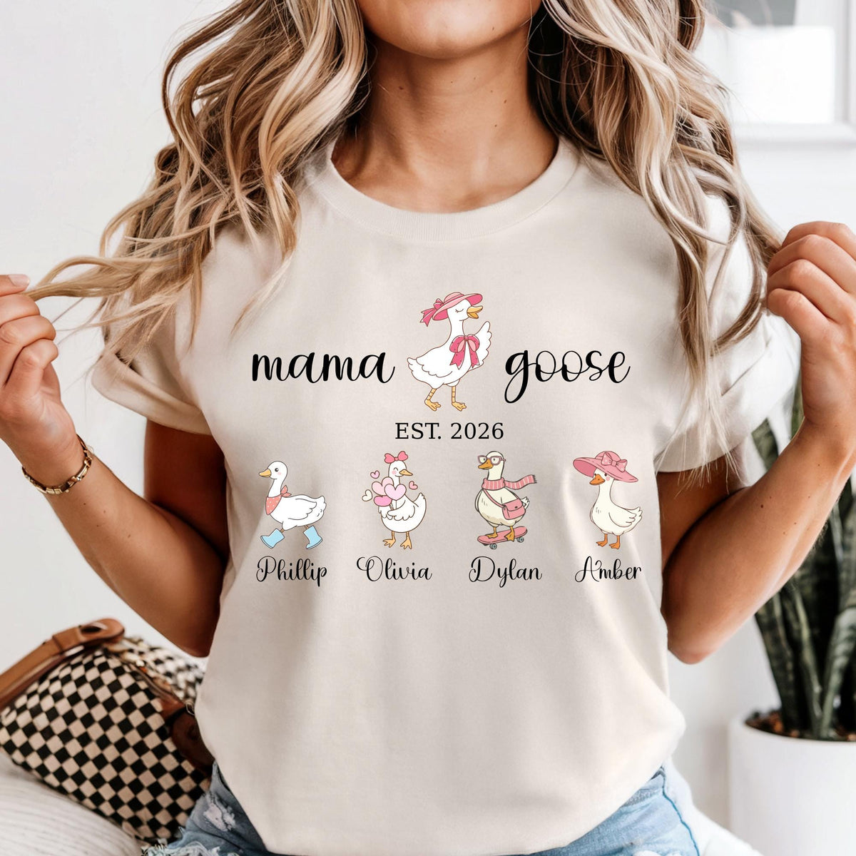 Mama Goose Shirt Comfort Colors® Gigi Duck Shirts, Custom Kids Names Shirt, Mom Est Year Tee, Mothers Day Gift
