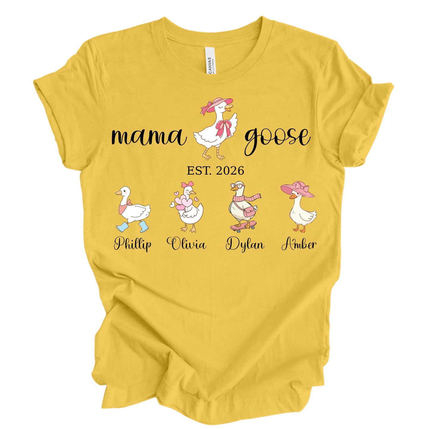 Personalized Mama Goose Shirt Gigi Duck Shirts Mothers Day Gift For Mom Custom Kids Name Tee